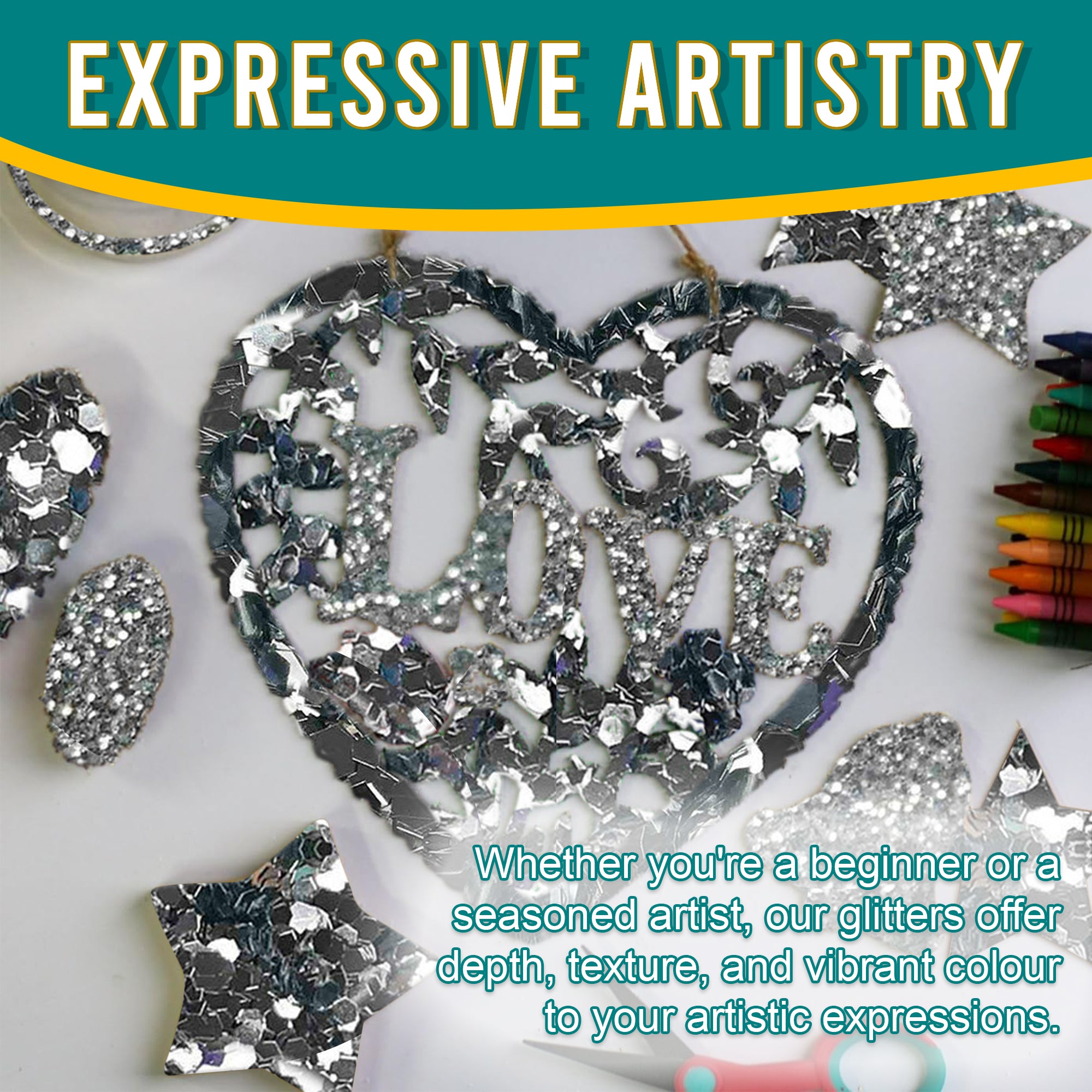 6.	Artistic Expressions Using Metallic Silver Glitter Trio - Adding Depth, Texture, and Vibrance