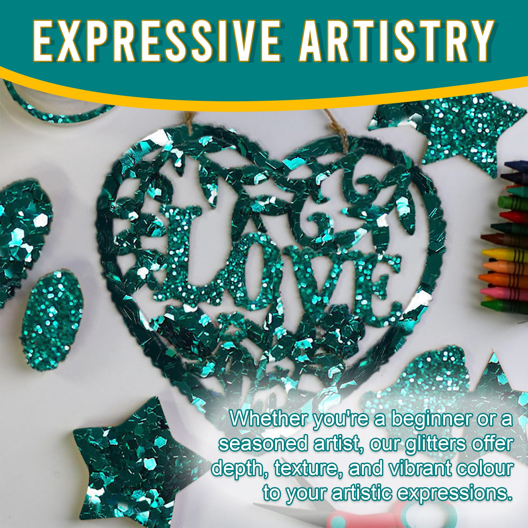 6.	Artistic Expressions Using Metallic Teal Glitter Trio - Adding Depth, Texture, and Vibrance