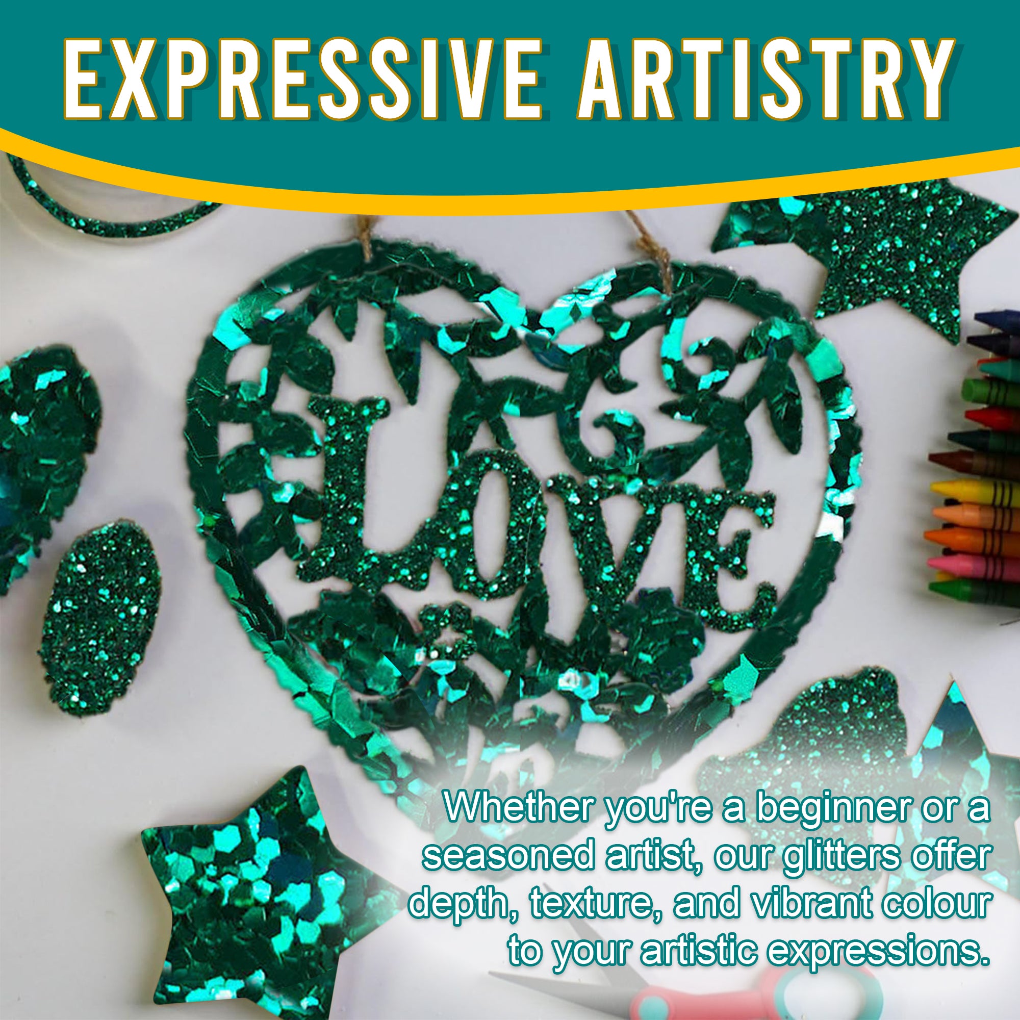 6.	Artistic Expressions Using Metallic Veridian Green Glitter Trio - Adding Depth, Texture, and Vibrance