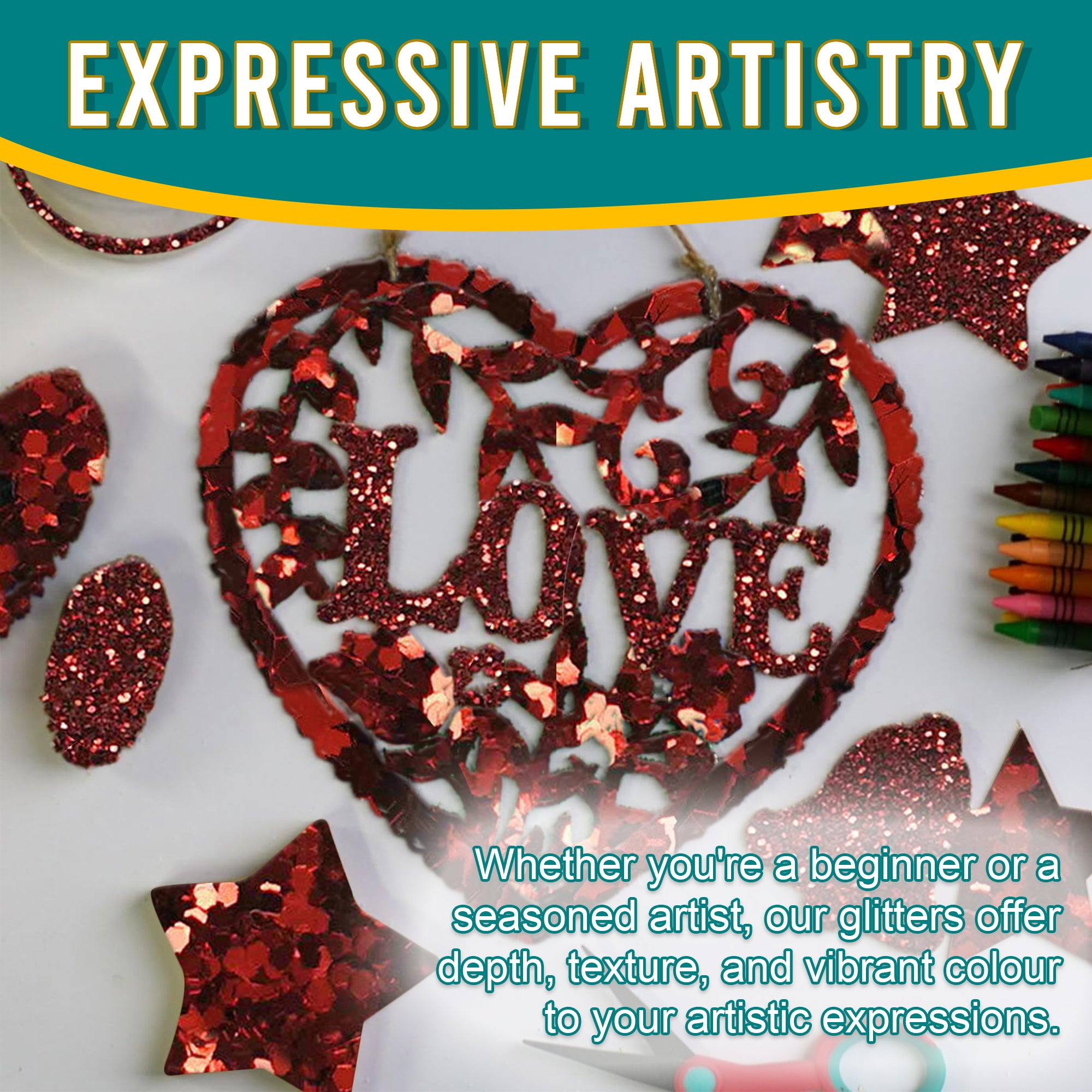 6.	Artistic Expressions Using Metallic Vermillion Red Glitter Trio - Adding Depth, Texture, and Vibrance