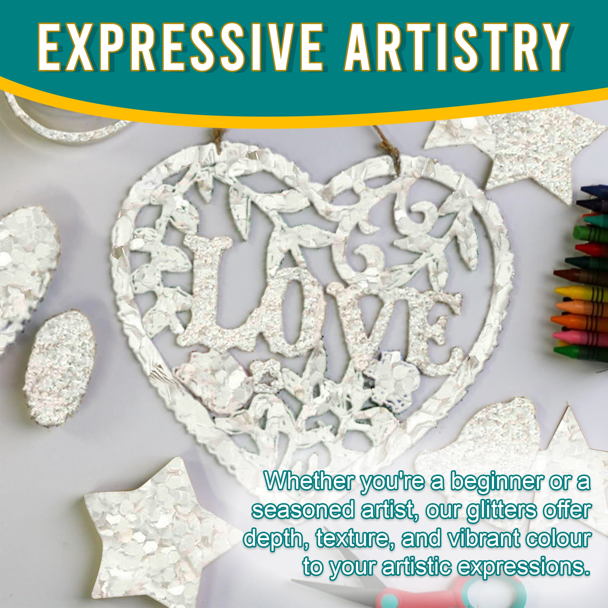 6.	Artistic Expressions Using Metallic White Pearl Glitter Trio - Adding Depth, Texture, and Vibrance