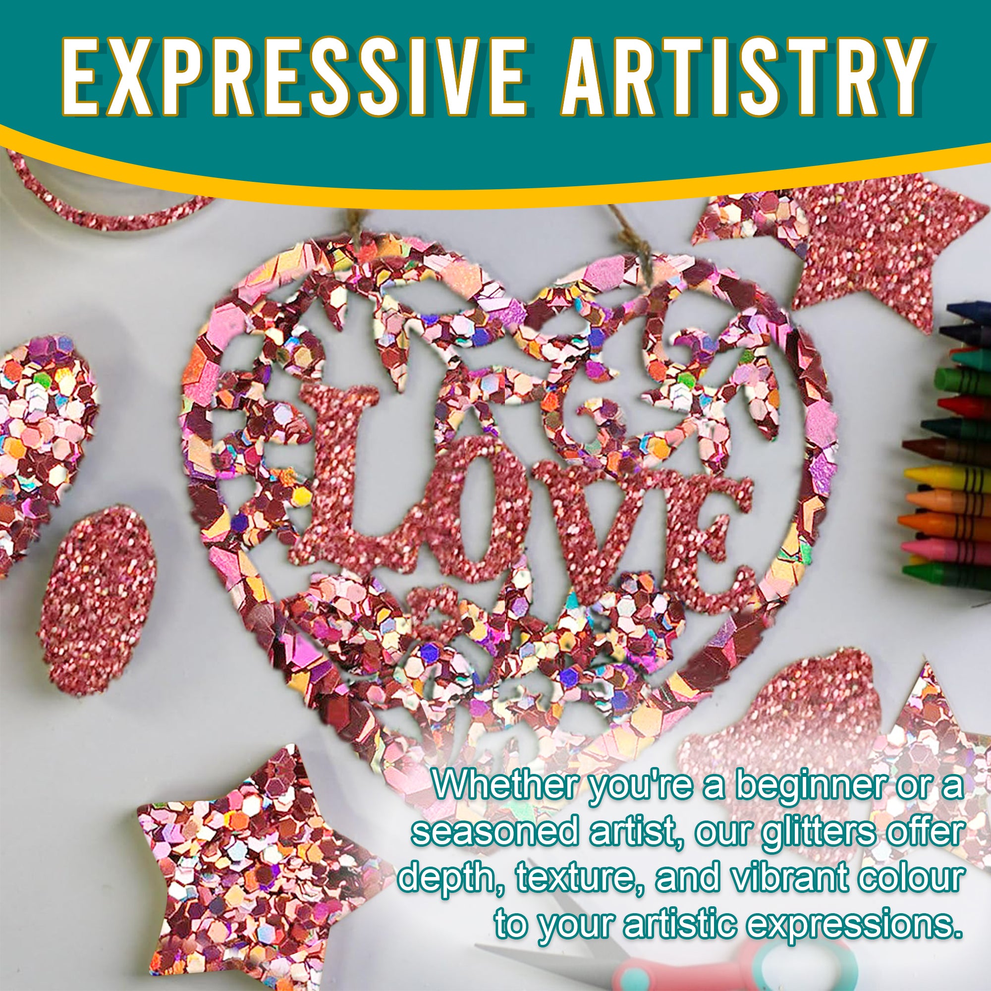 6.	Artistic Expressions - Zephry Pink Glitter Trio for Adding Depth and Texture to Art Pieces