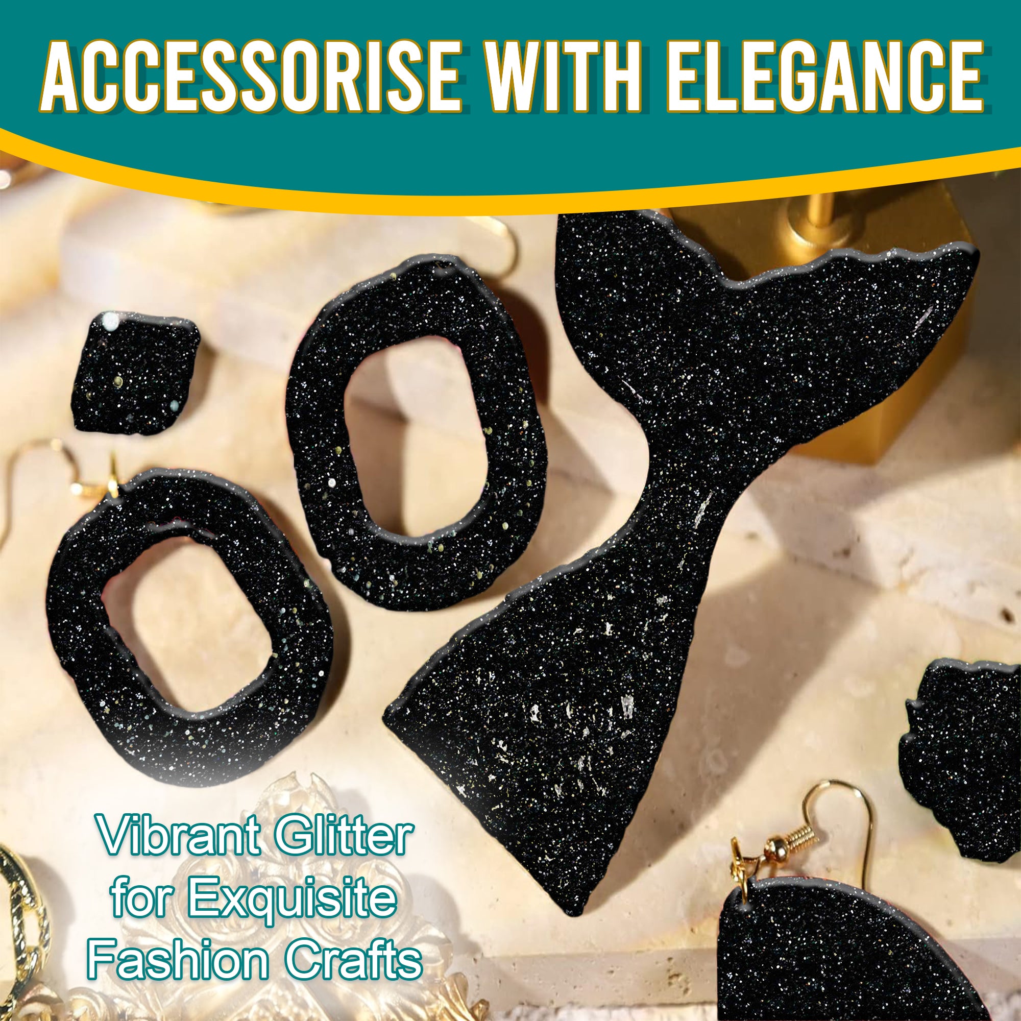 7.	Accessorize with elegance using Black Fine Holographic Glitter for fashion crafts