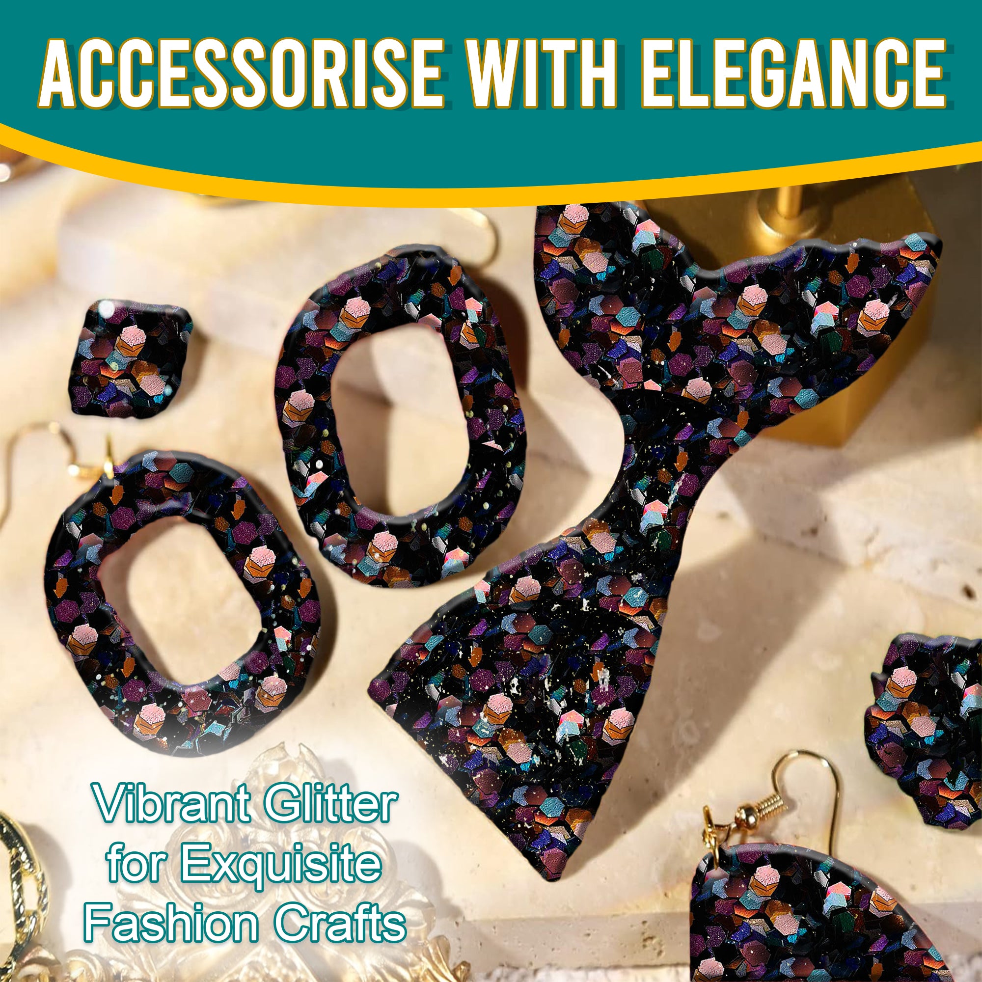 7.	Accessorize with Elegance - Vibrant Black Chunky Holographic Glitter for Exquisite Fashion Crafts