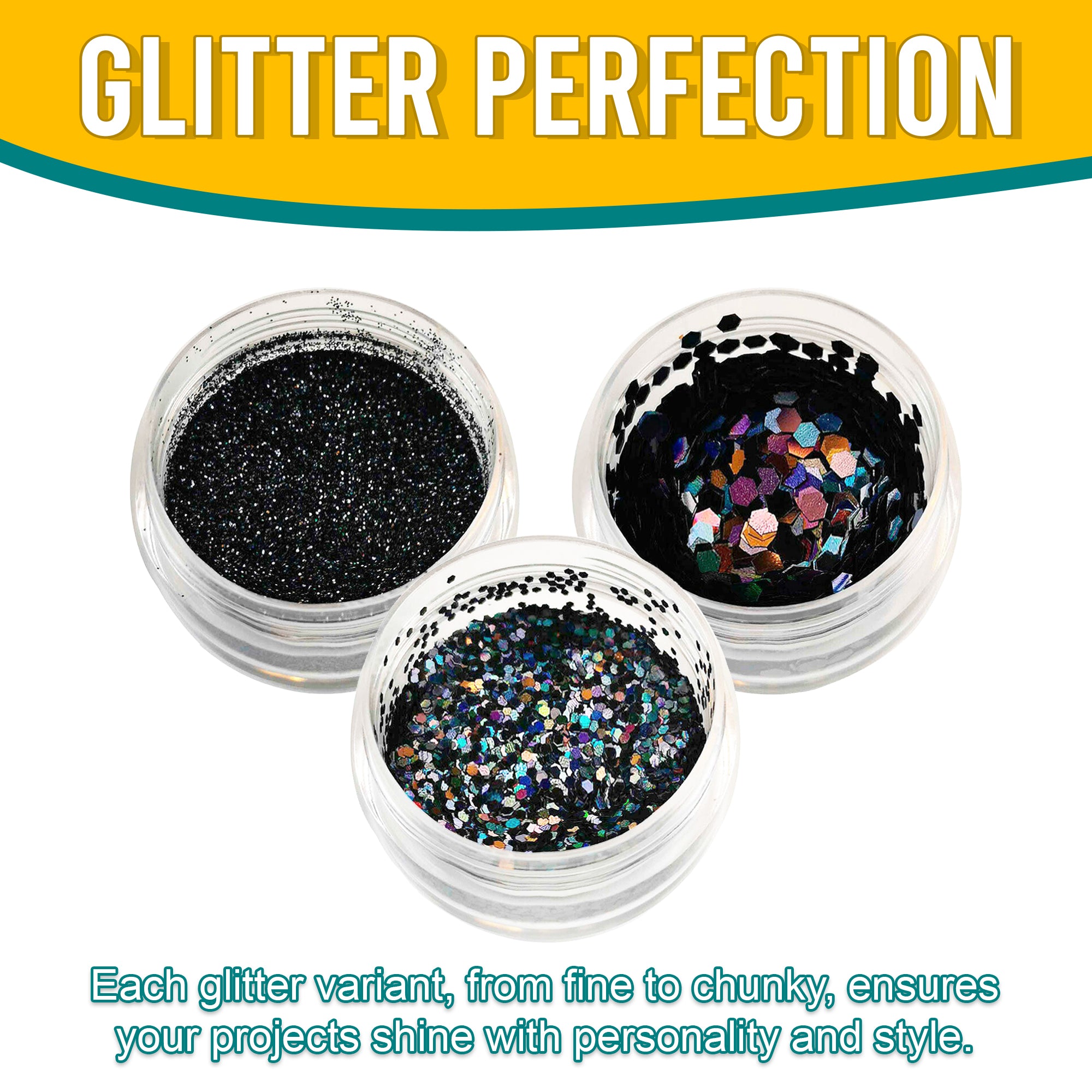 7.	Versatility in Use - Each Black Glitter Variant Adds Flair and Style to Projects