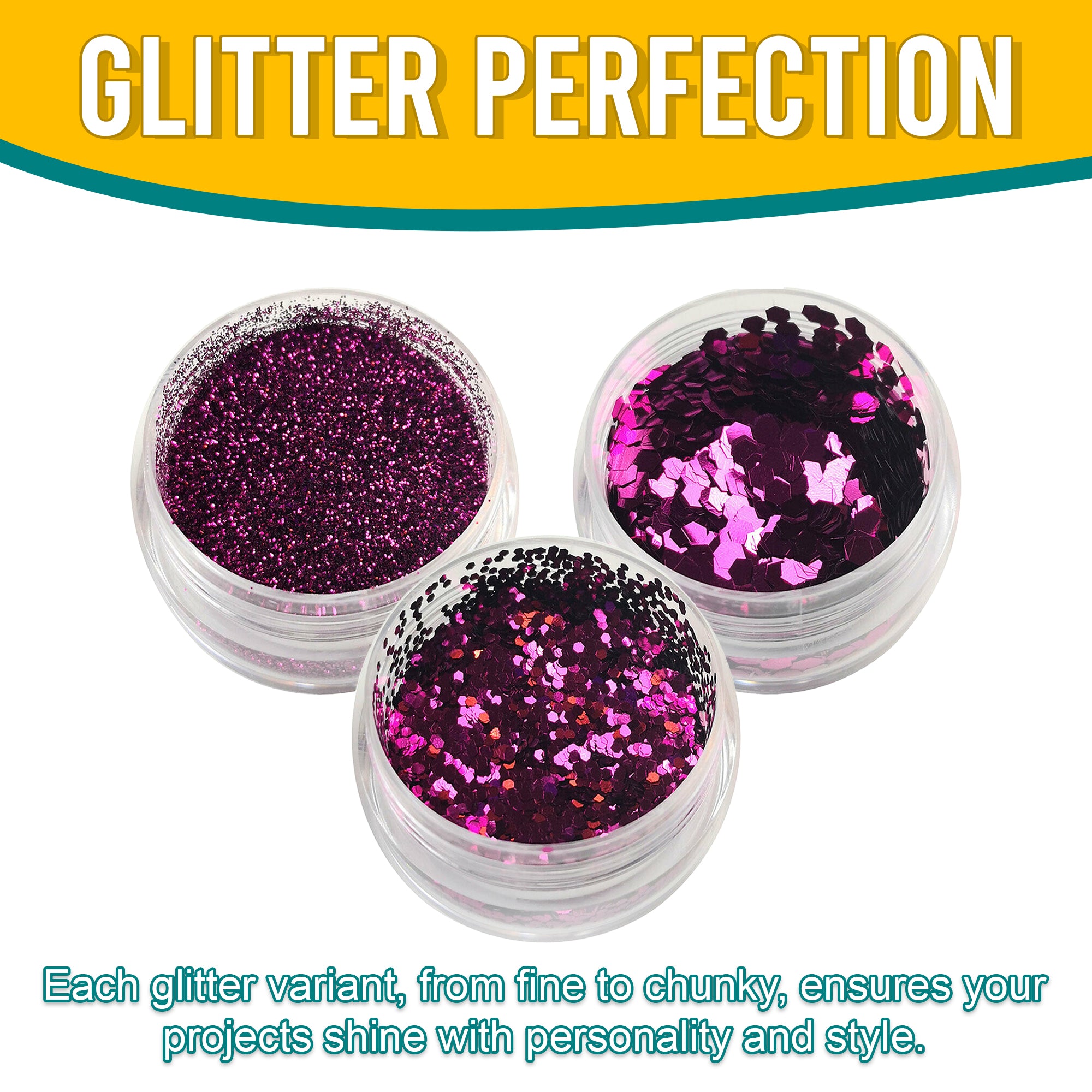 7.	Versatility in Use of Metallic Byzantium Pink Glitter Trio - Fine, Regular, and Chunky Textures for Creative Projects