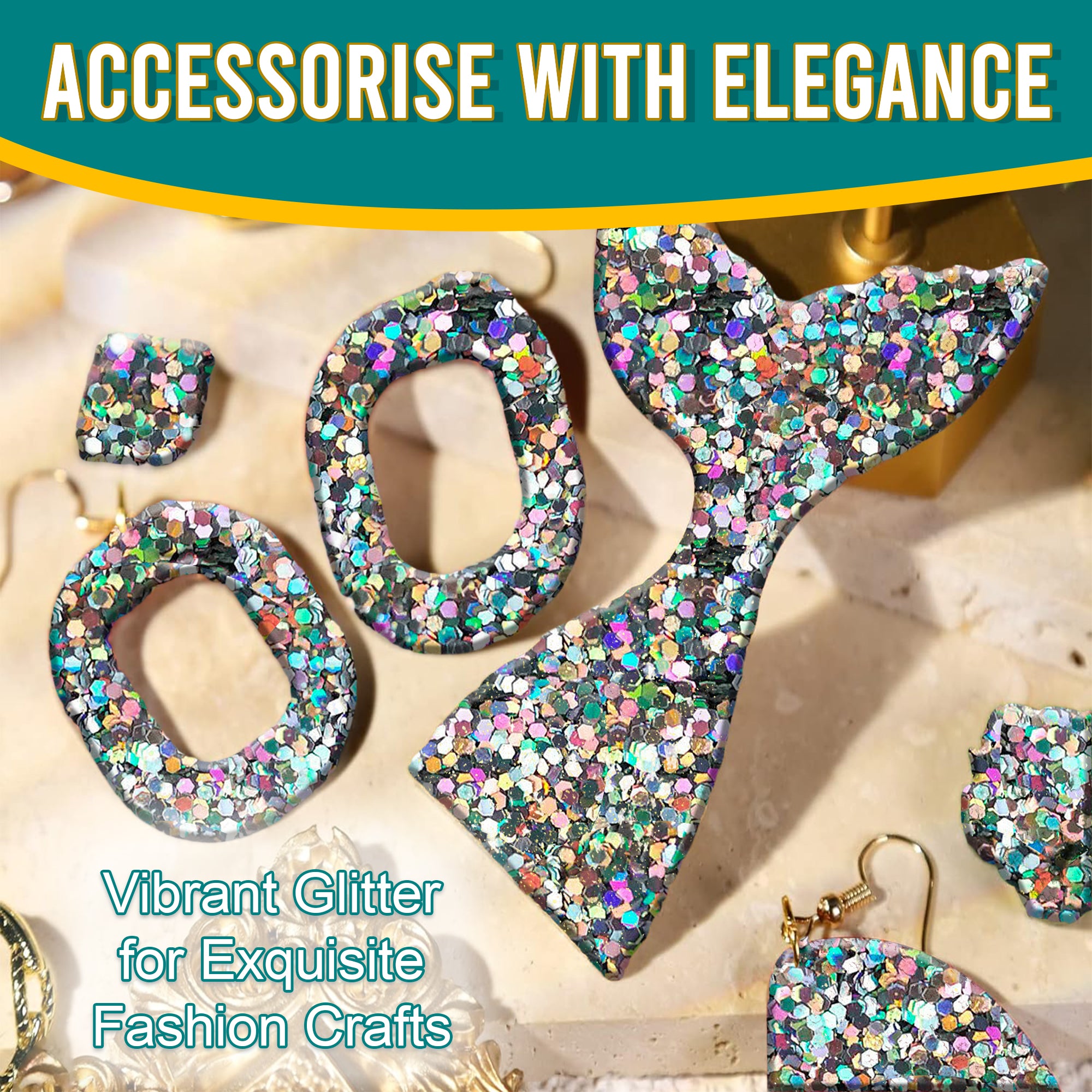 7.	Accessorize with Elegance - Vibrant Diamon Silver Regular Holographic Glitter for Exquisite Fashion Crafts