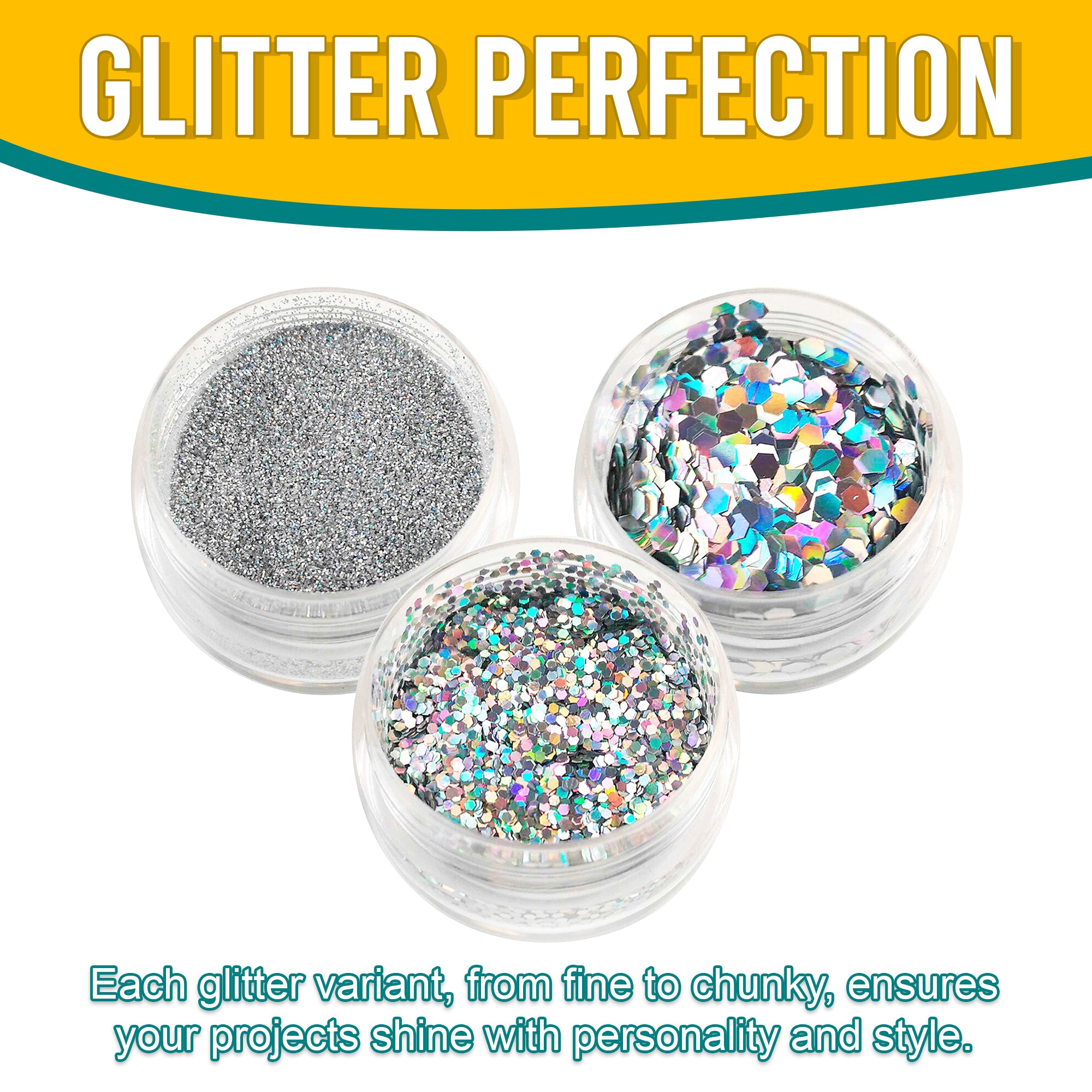 7.	Versatility in Use - Each Diamon Silver Glitter Variant Adds Flair and Style to Projects