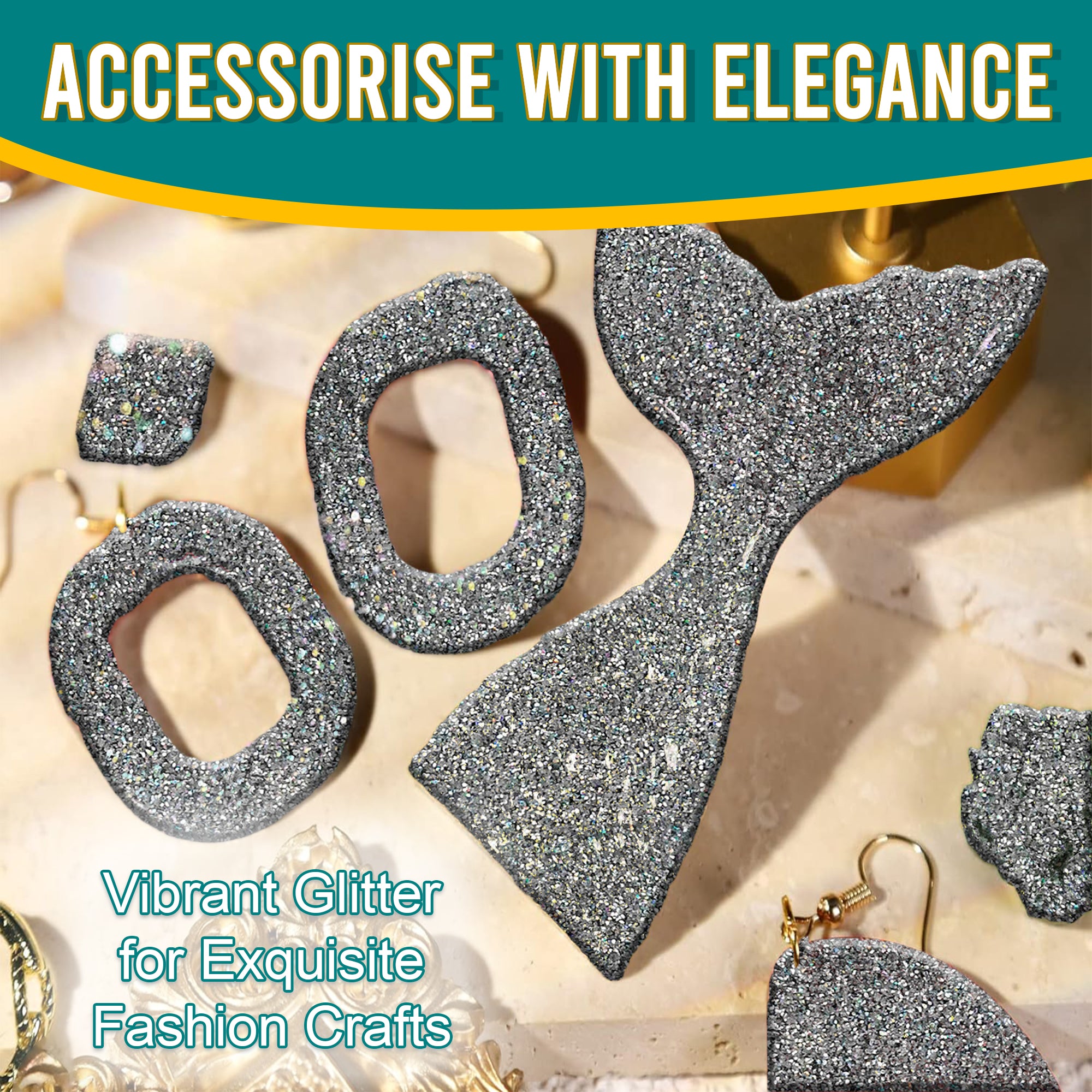 7.	Accessorize with elegance using Diamon Silver Fine Holographic Glitter for fashion crafts