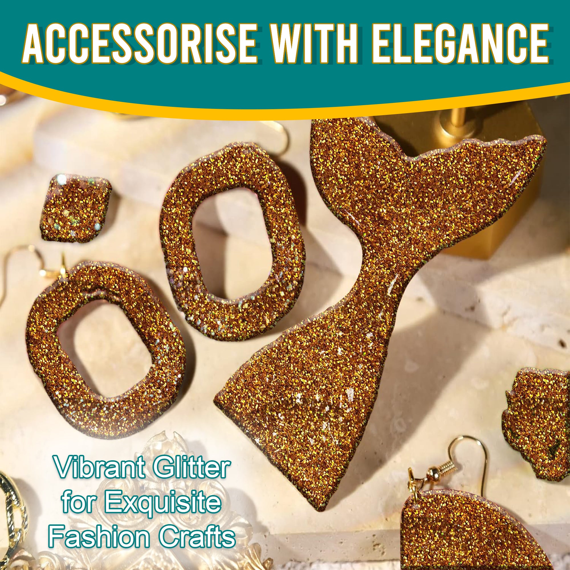 7.	Accessorize with elegance using Gold Fine Holographic Glitter for fashion crafts