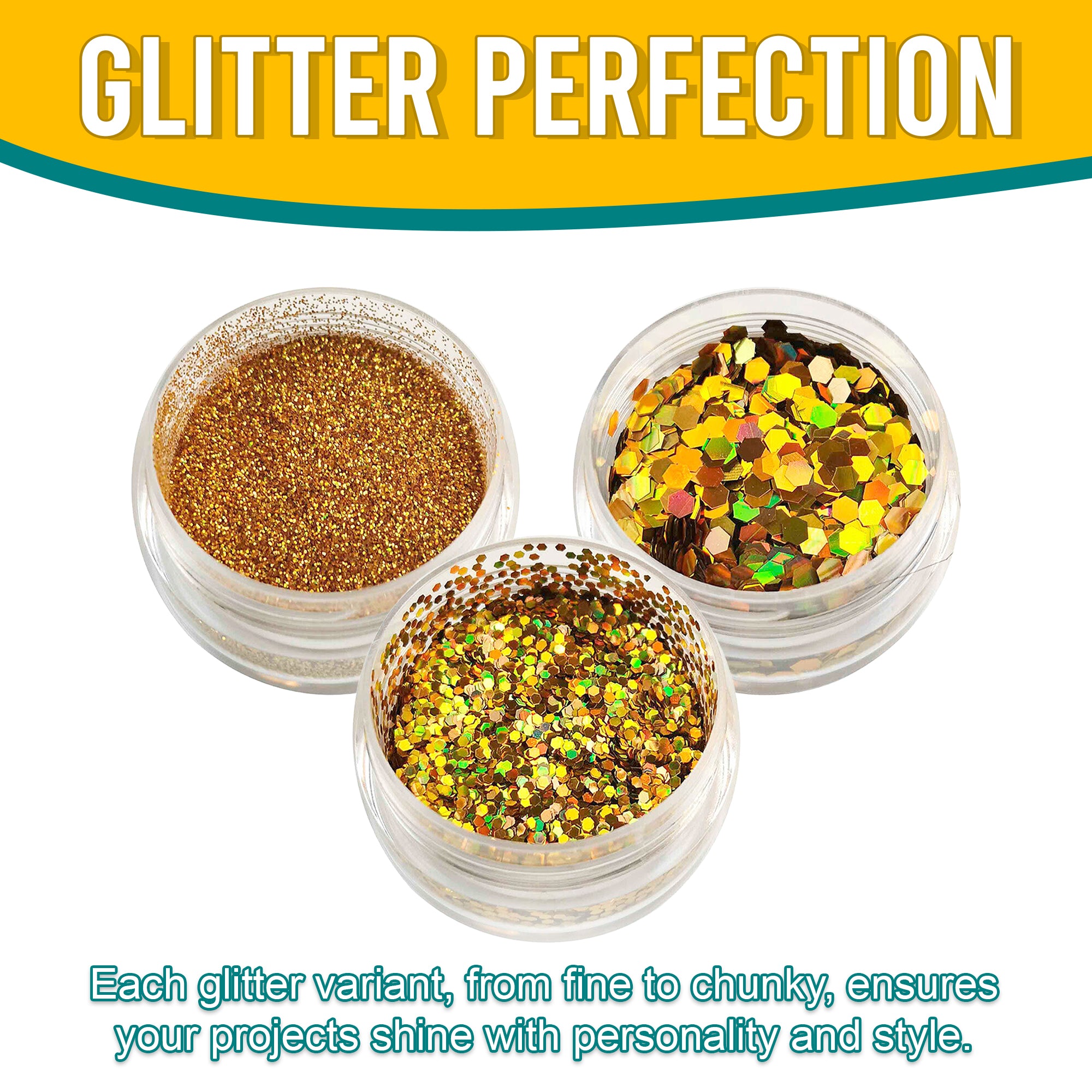 7.	Versatility in Use - Each Gold Glitter Variant Adds Flair and Style to Projects