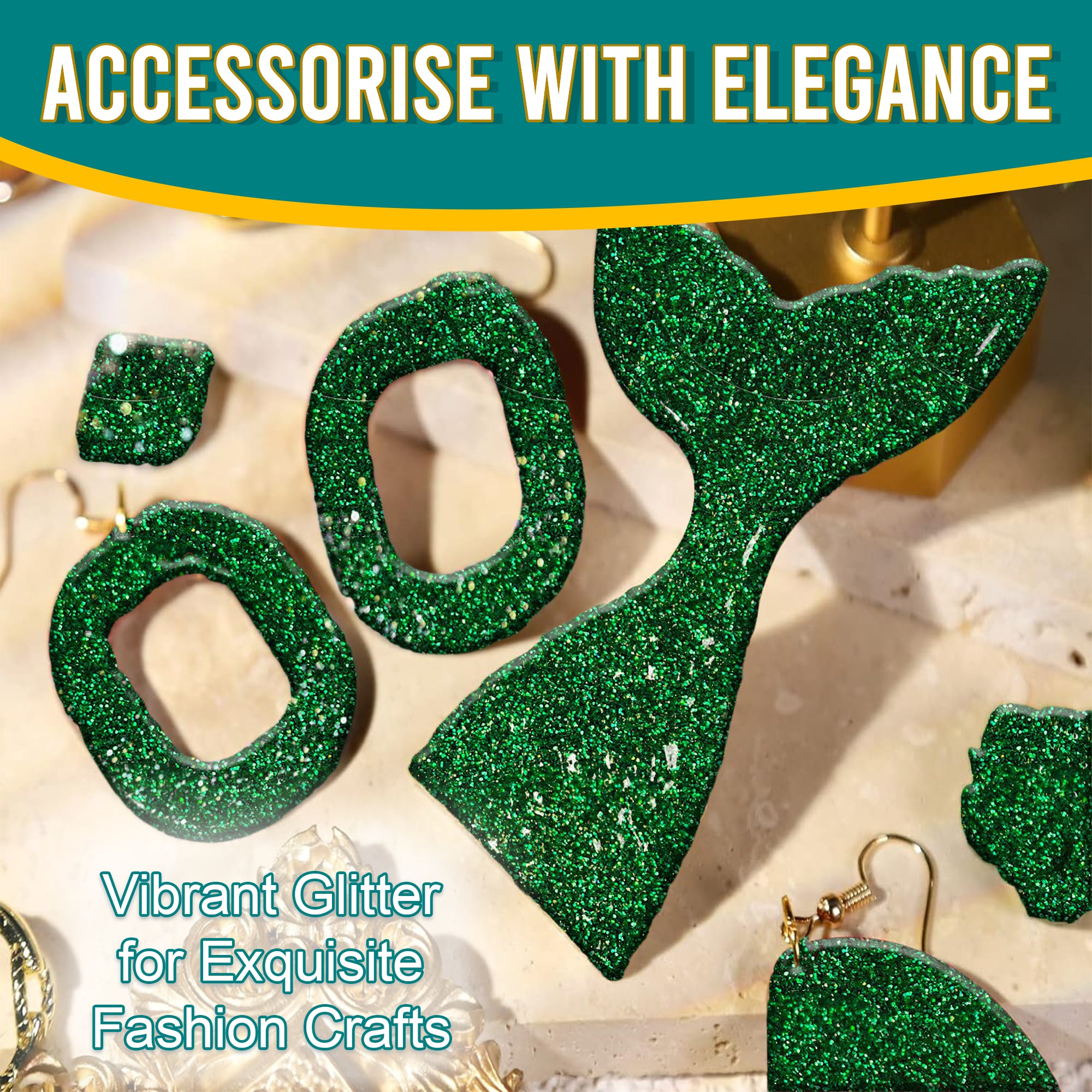 7.	Accessorize with elegance using Green Fine Holographic Glitter for fashion crafts