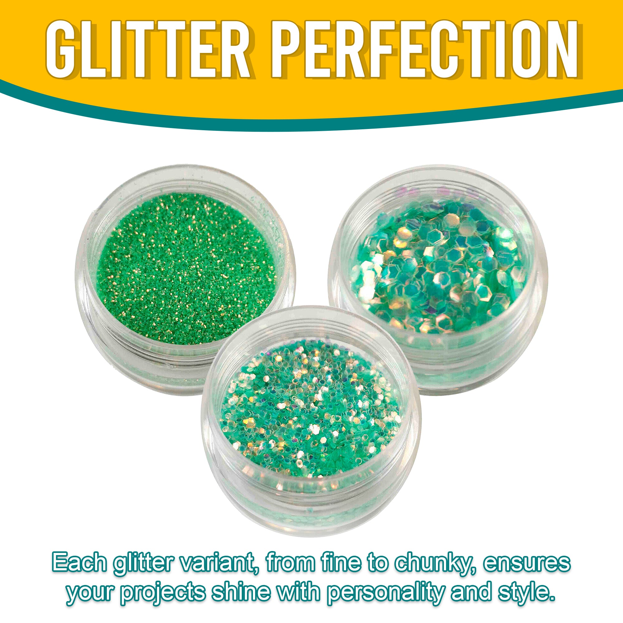 7.	Versatility in Use - Each Green Gold Glitter Variant Adds Flair and Style to Projects