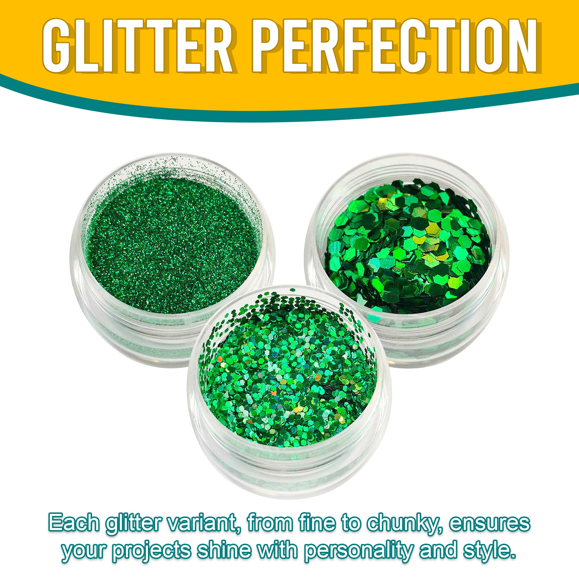 7.	Versatility in Use - Each Green Glitter Variant Adds Flair and Style to Projects