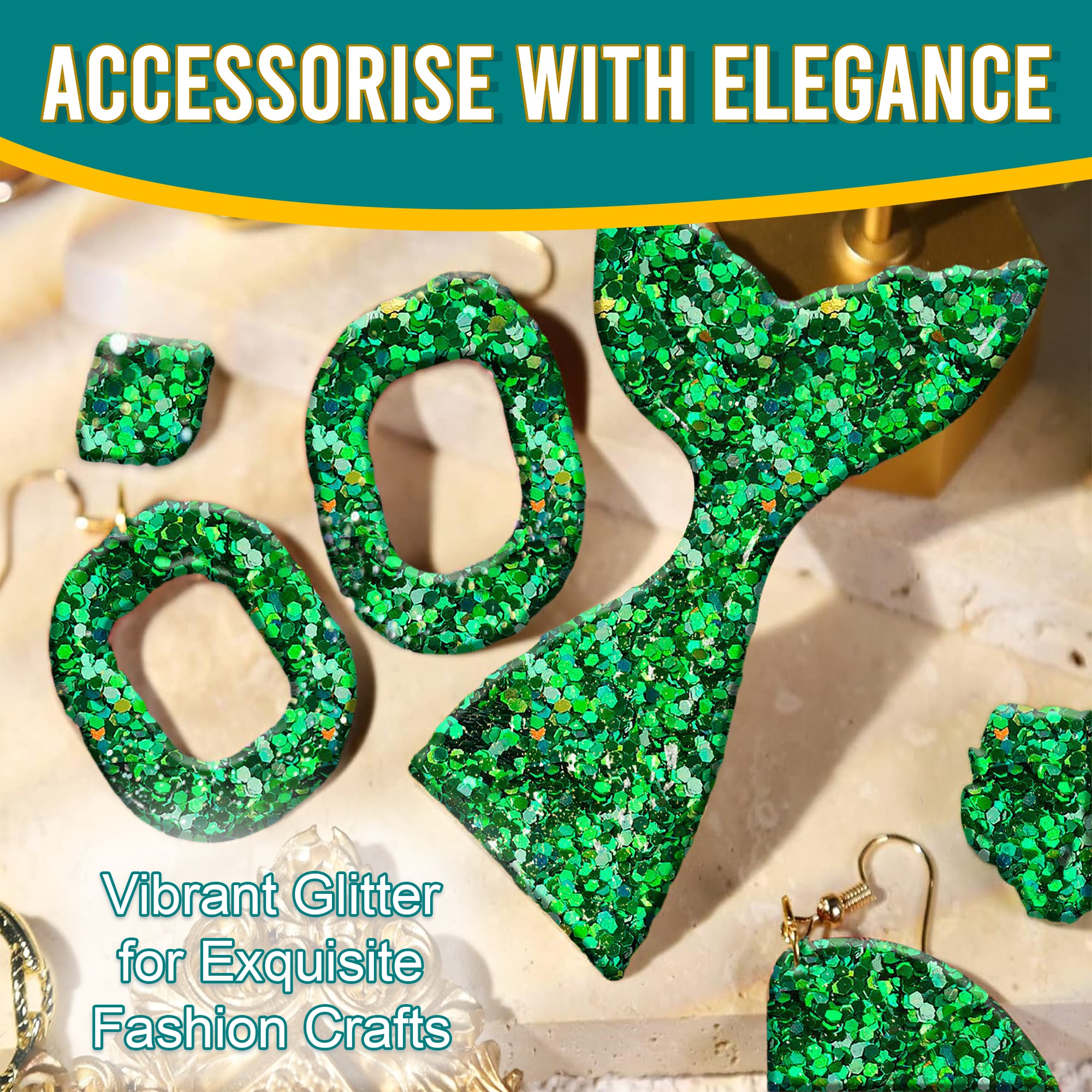 7.	Accessorize with Elegance - Vibrant Green Regular Holographic Glitter for Exquisite Fashion Crafts