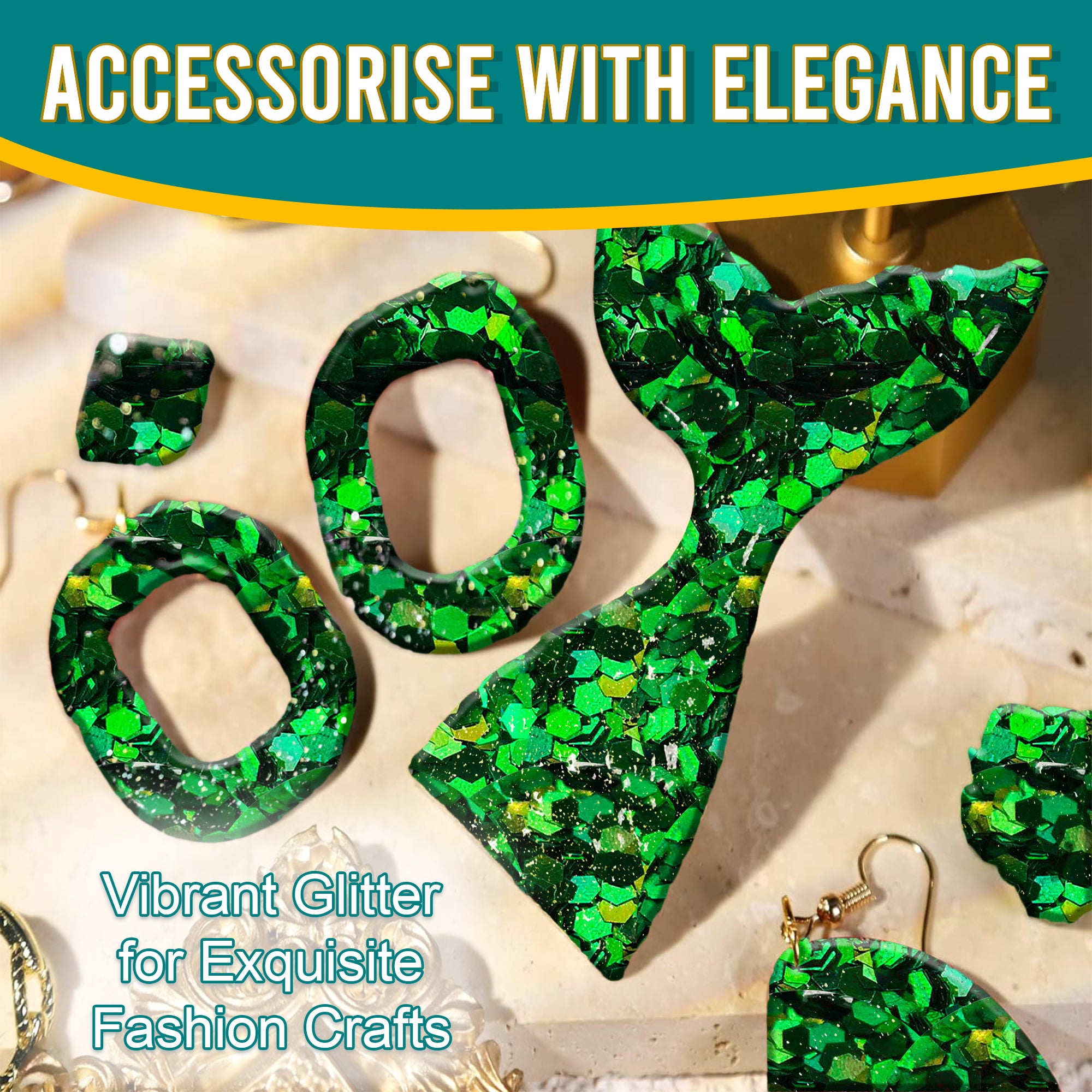 7.	Accessorize with Elegance - Vibrant Green Chunky Holographic Glitter for Exquisite Fashion Crafts