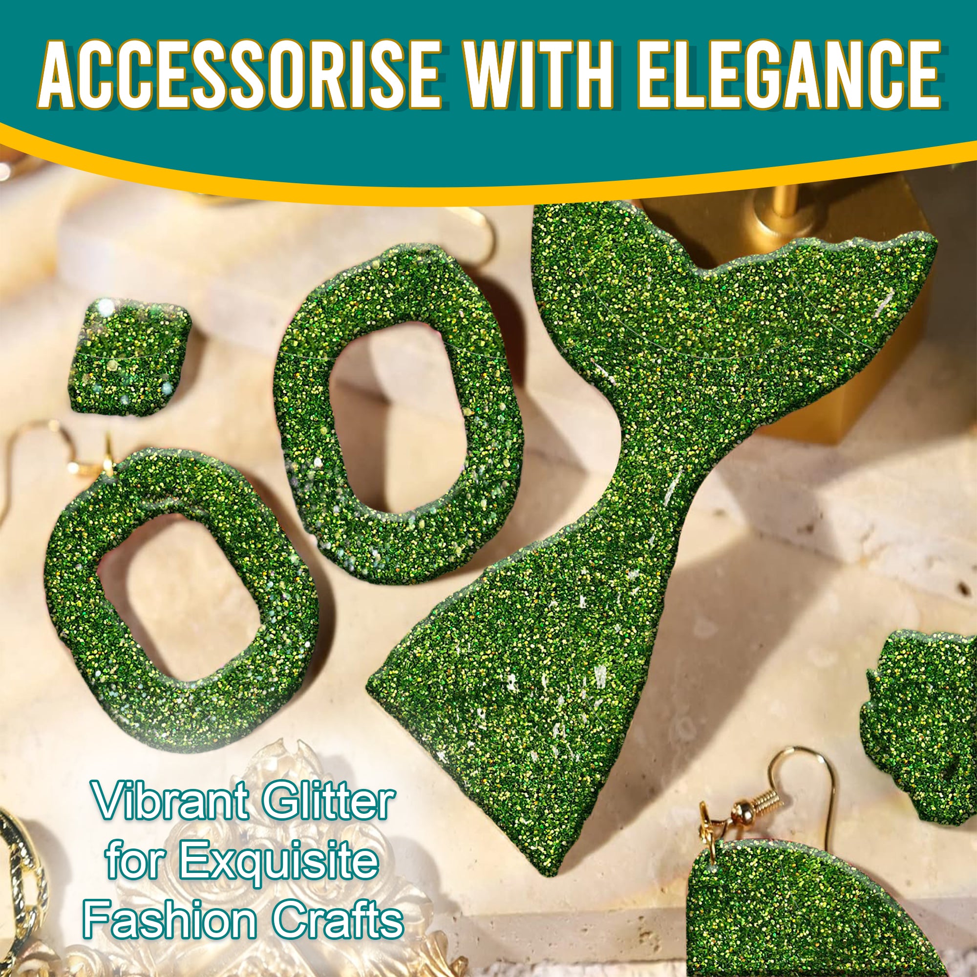 7.	Accessorize with elegance using Light Olive Fine Holographic Glitter for fashion crafts