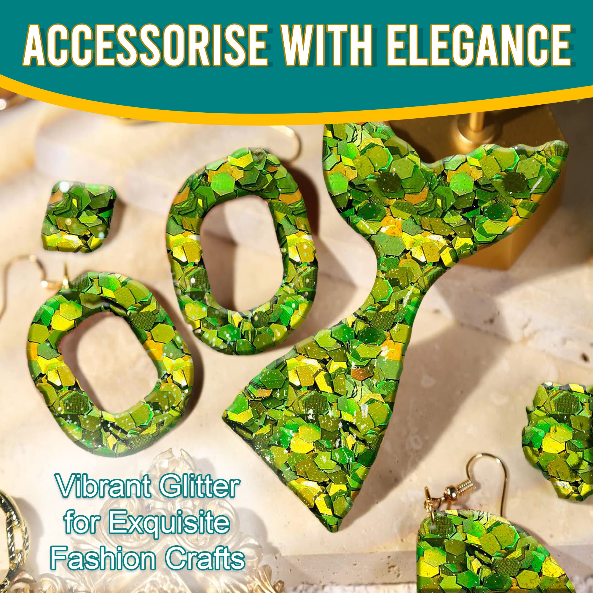 7.	Accessorize with Elegance - Vibrant Light Olive Chunky Holographic Glitter for Exquisite Fashion Crafts