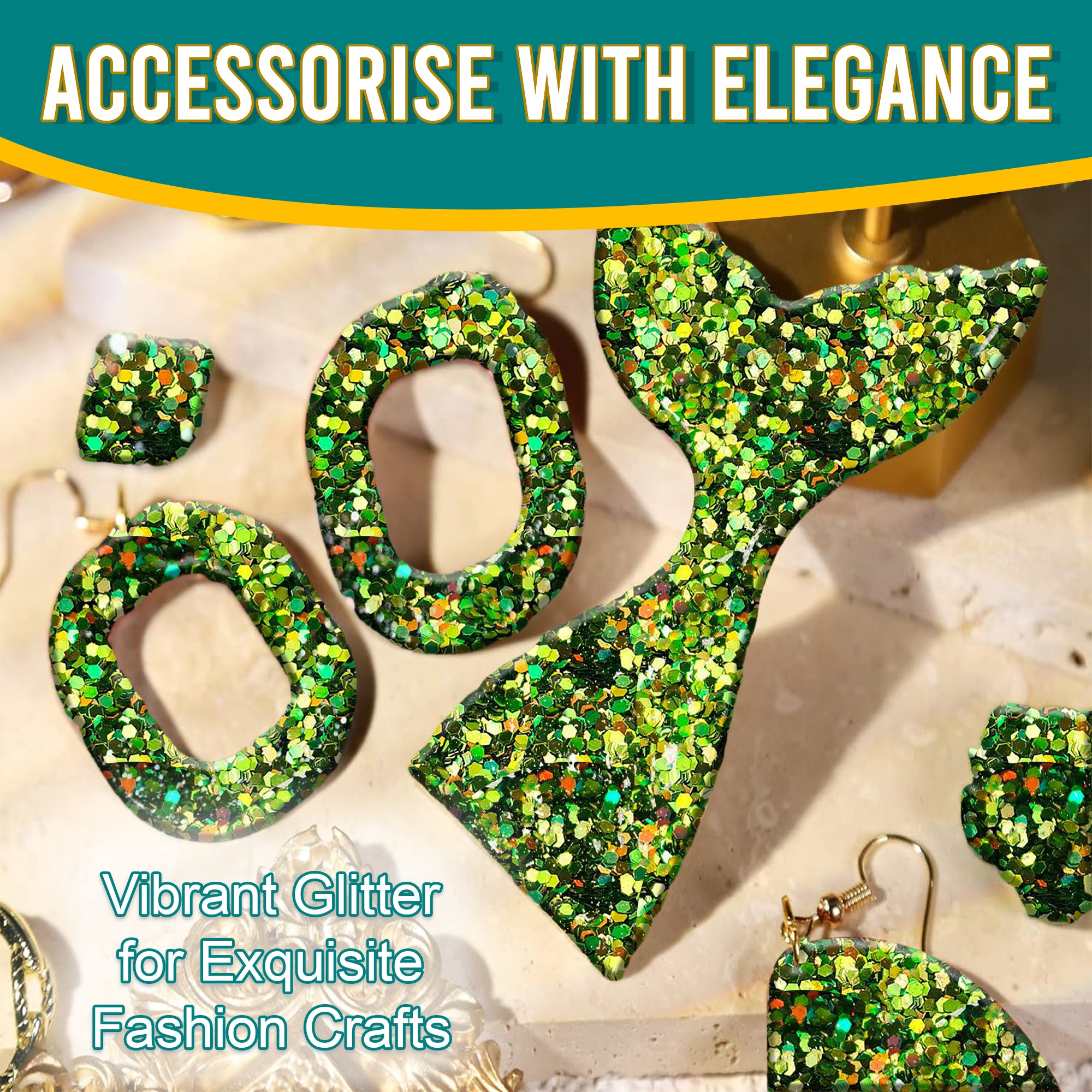 7.	Accessorize with Elegance - Vibrant Light Olive Regular Holographic Glitter for Exquisite Fashion Crafts