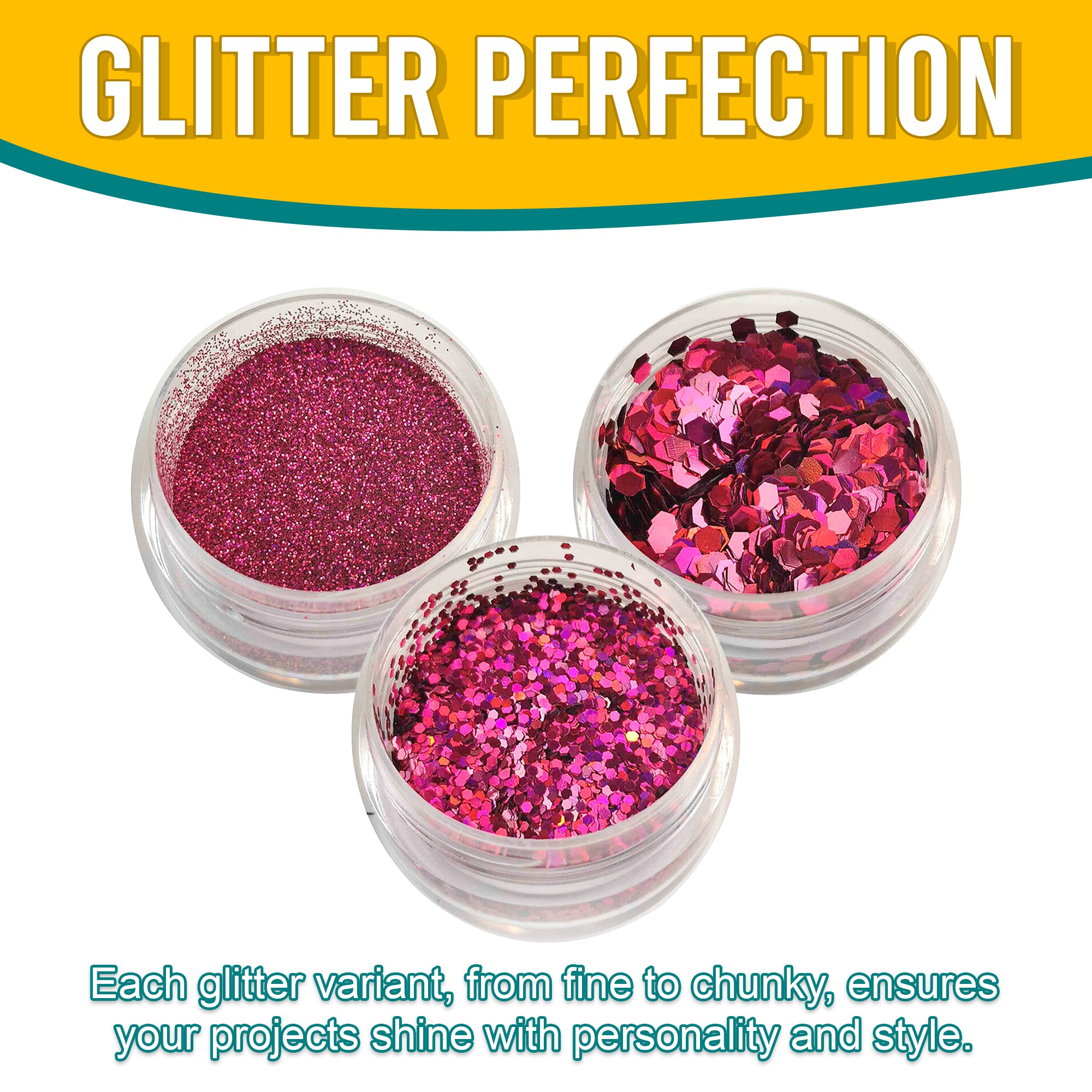 7.	Versatility in Use - Each Magenta Glitter Variant Adds Flair and Style to Projects