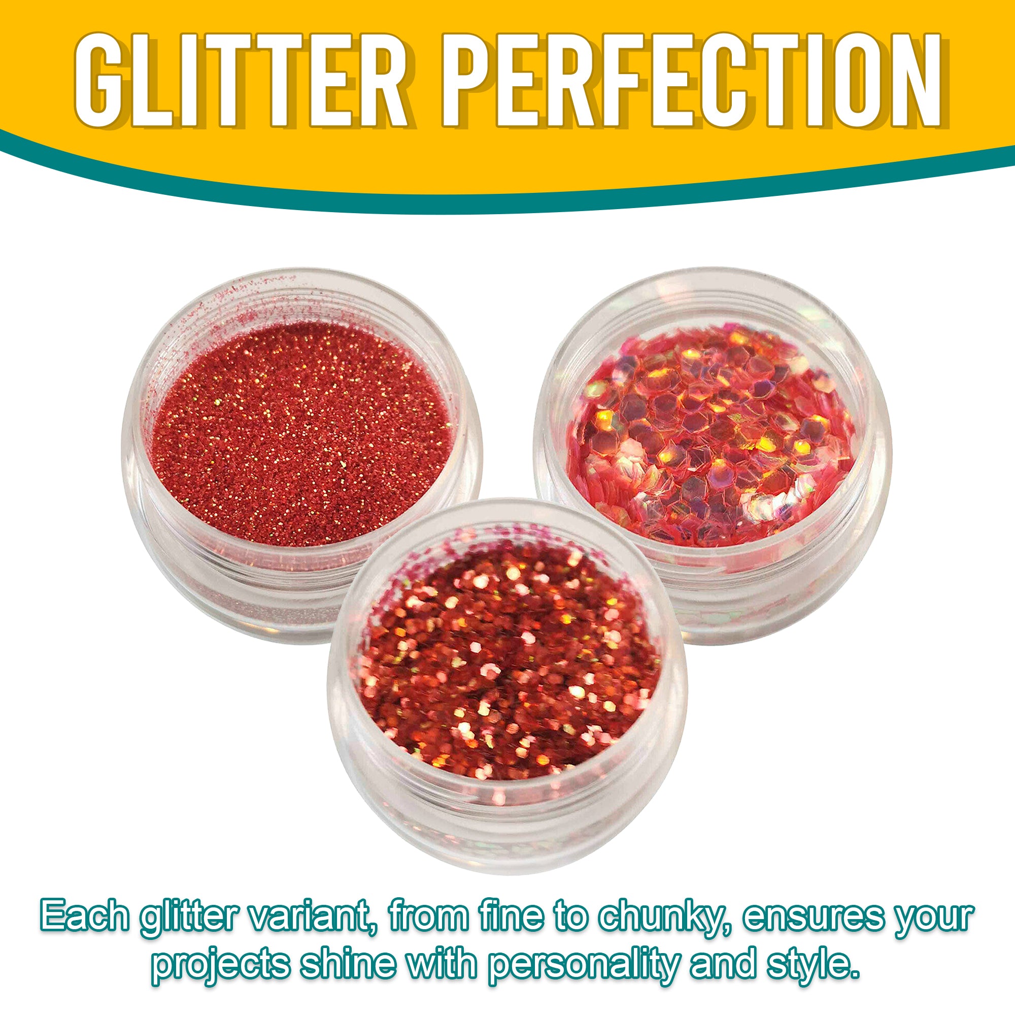 7.	Versatility in Use - Each Red Gold Glitter Variant Adds Flair and Style to Projects