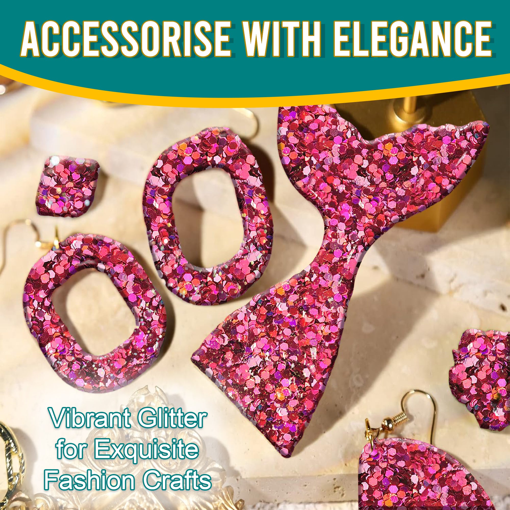 7.	Accessorize with Elegance - Vibrant Rouge Pink Regular Holographic Glitter for Exquisite Fashion Crafts