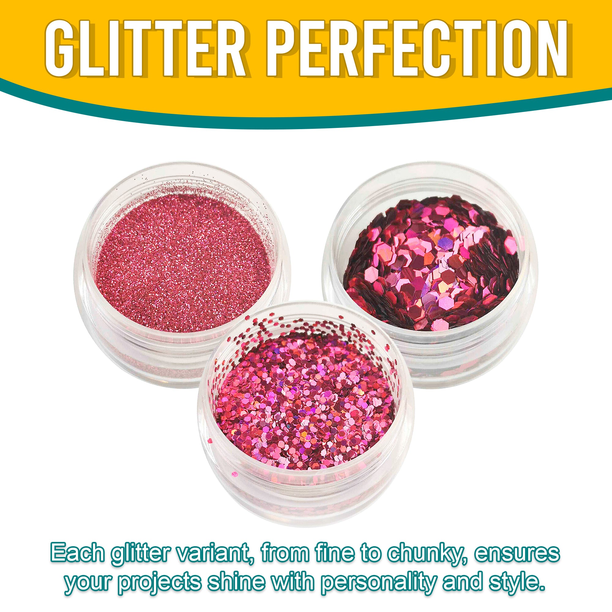 7.	Versatility in Use - Each Rouge Pink Glitter Variant Adds Flair and Style to Projects