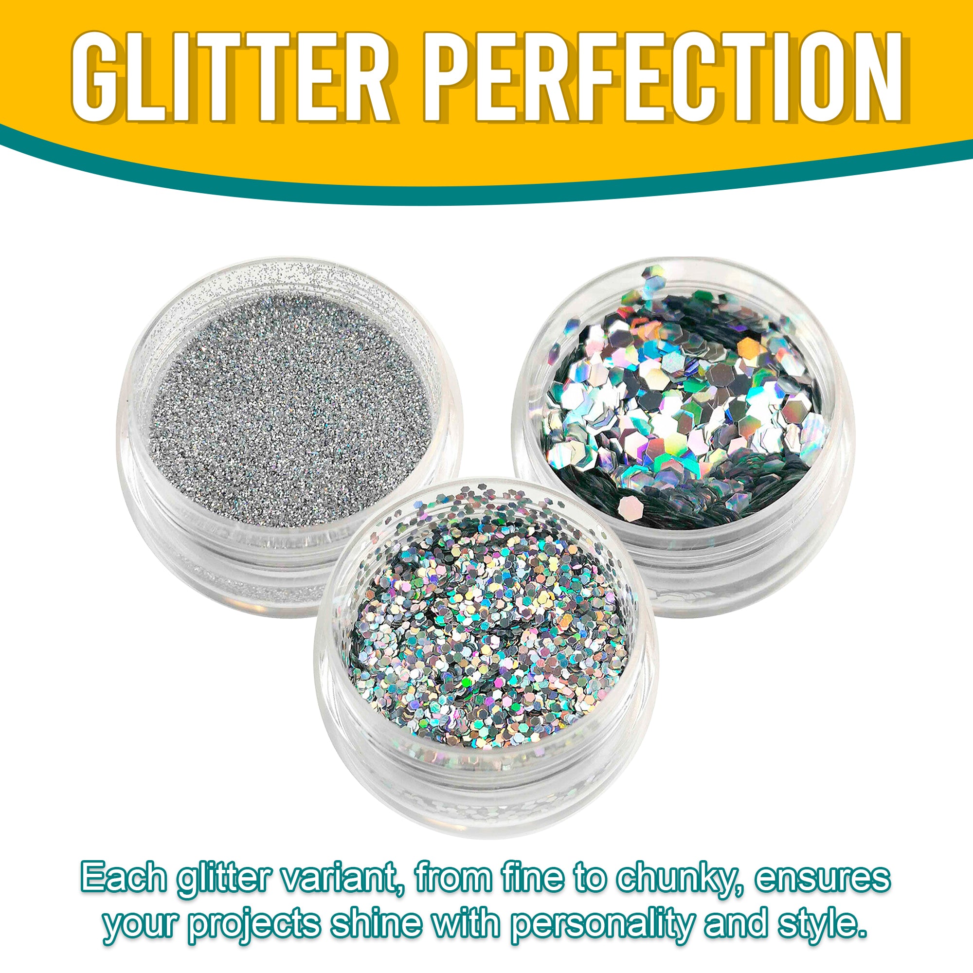 7.	Versatility in Use - Each Silver Glitter Variant Adds Flair and Style to Projects