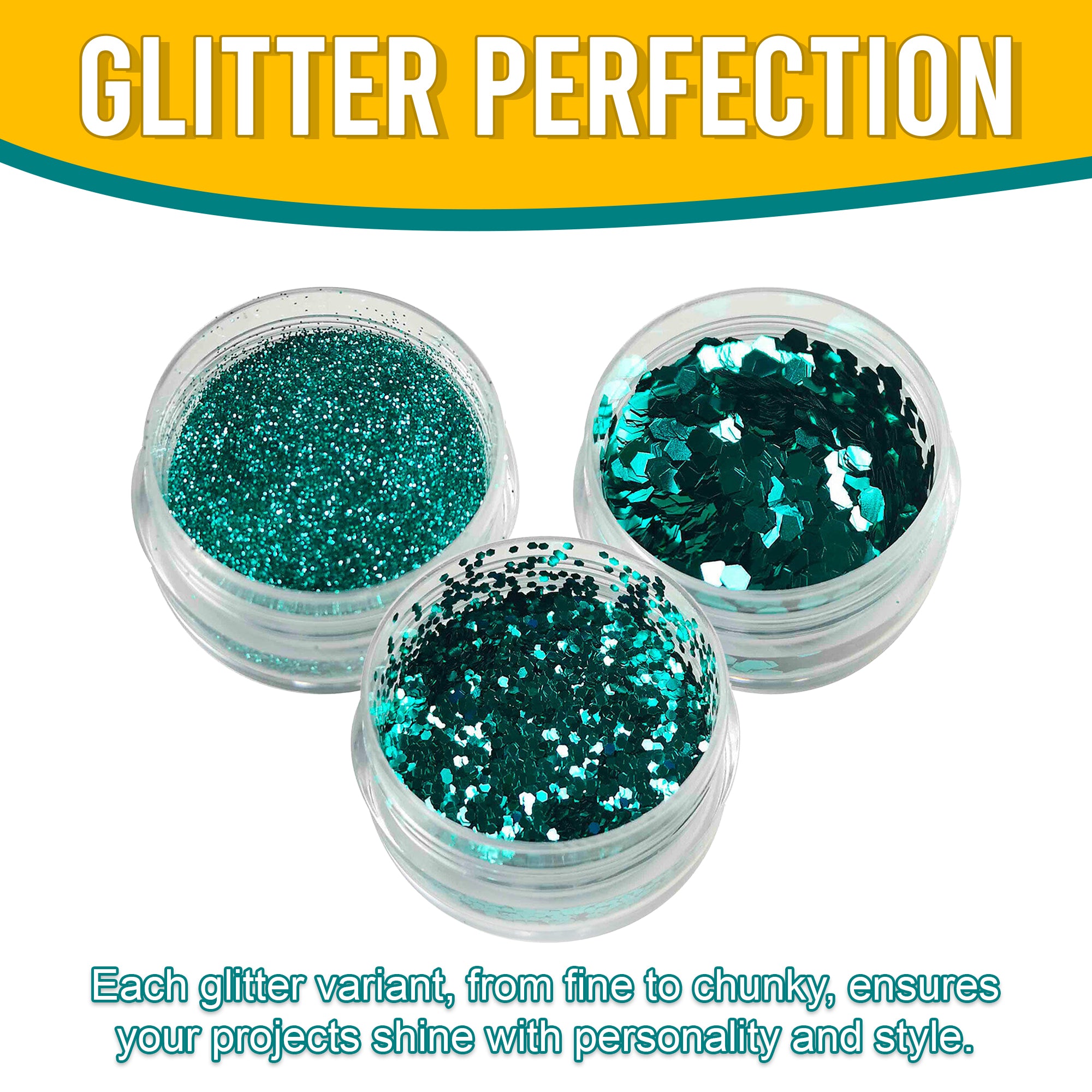 7.	Versatility in Use of Metallic Royal Teal Trio - Fine, Regular, and Chunky Textures for Creative Projects