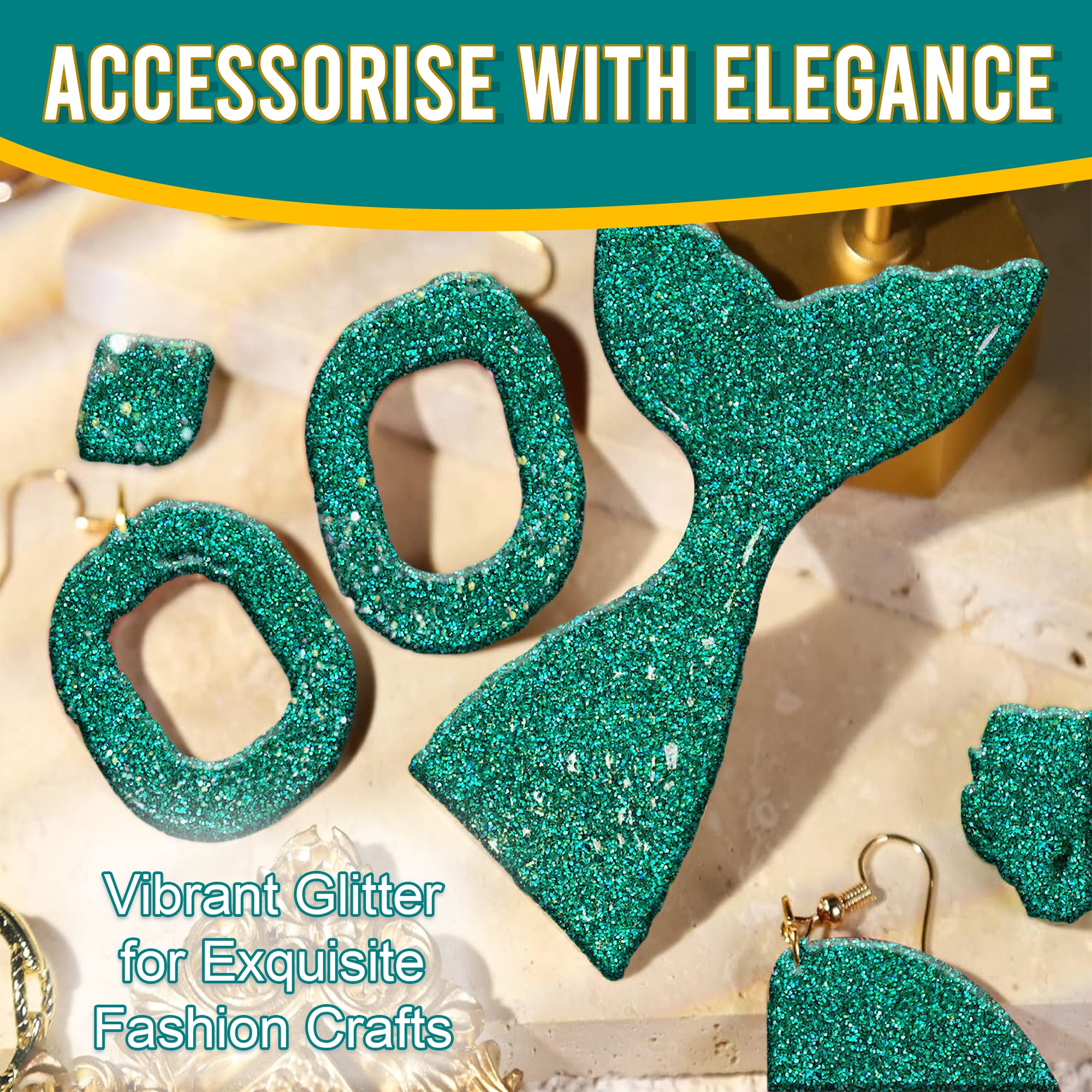 7.	Accessorize with elegance using Turquoise Fine Holographic Glitter for fashion crafts