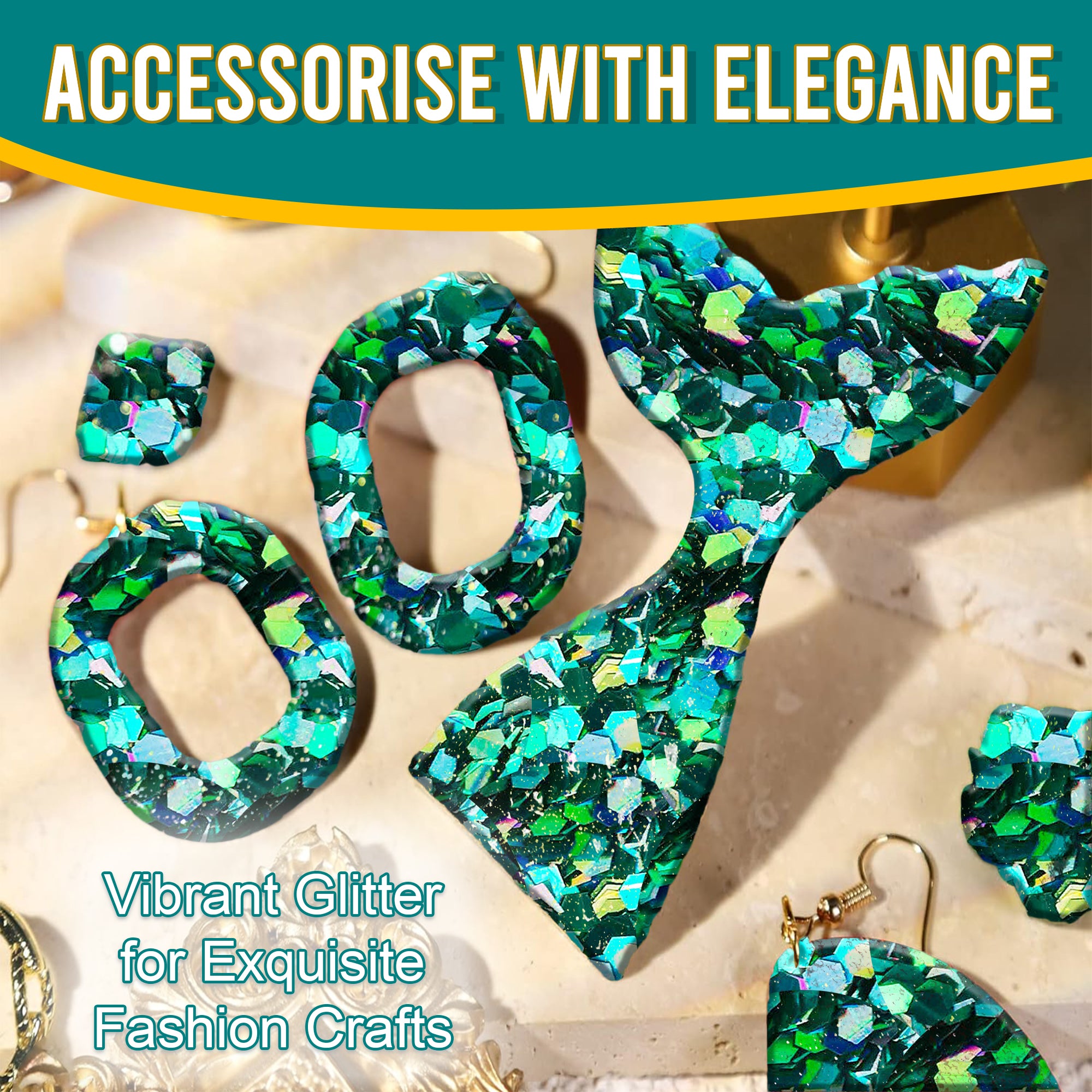 7.	Accessorize with Elegance - Vibrant Turquoise Chunky Holographic Glitter for Exquisite Fashion Crafts