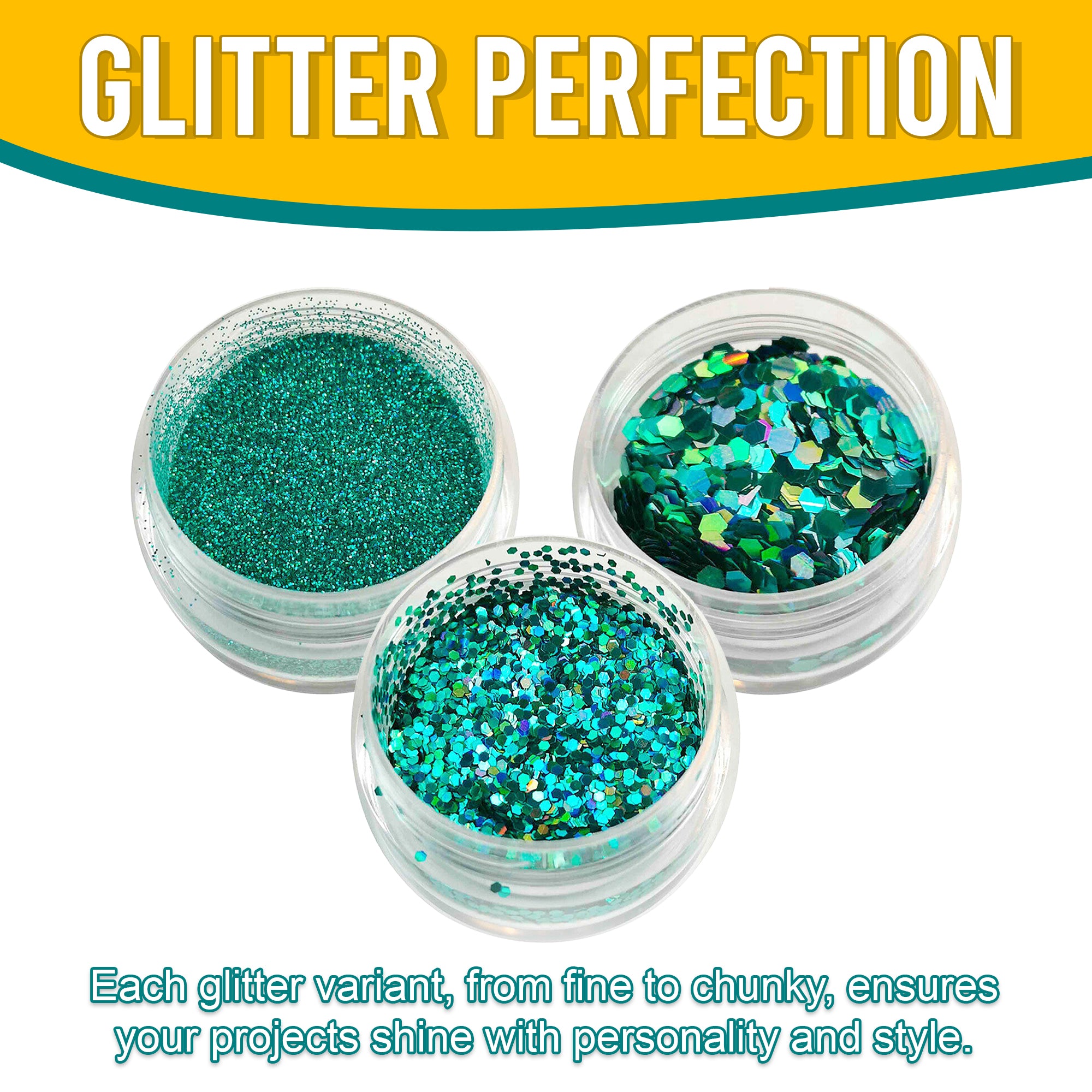 7.	Versatility in Use - Each Turquoise Glitter Variant Adds Flair and Style to Projects