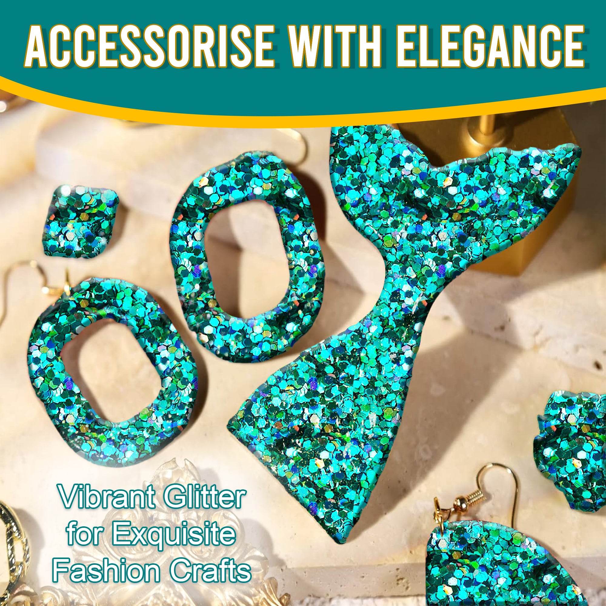 7.	Accessorize with Elegance - Vibrant Turquoise Regular Holographic Glitter for Exquisite Fashion Crafts