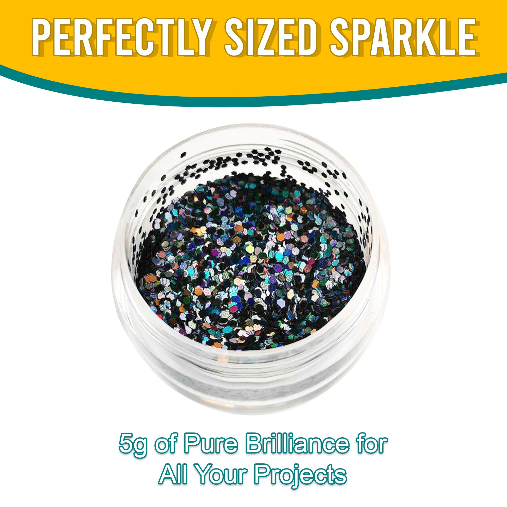 8.	Perfectly Sized Sparkle - 5g of Pure Brilliance with Black Regular Holographic Glitter for All Your Projects