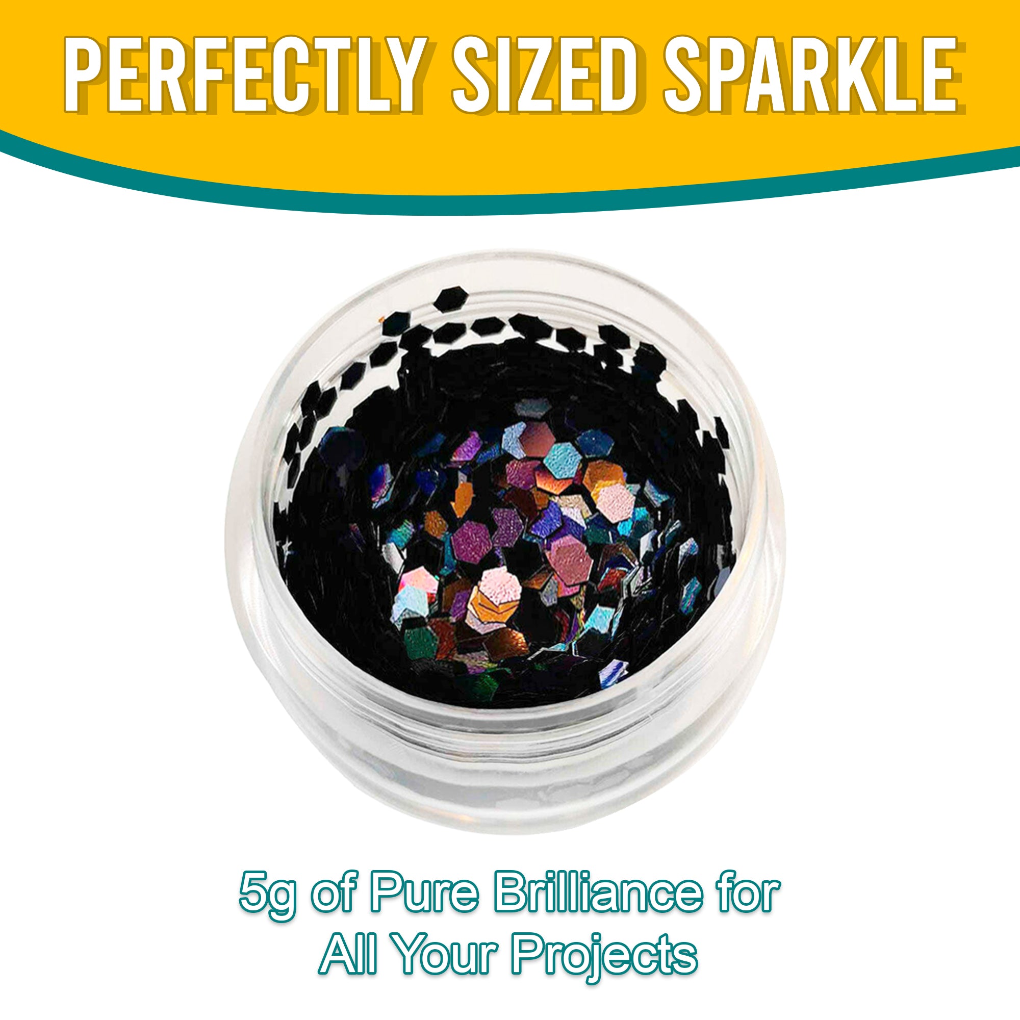 8.	Perfectly Sized Sparkle - 5g of Pure Brilliance with Black Chunky Holographic Glitter for All Your Projects