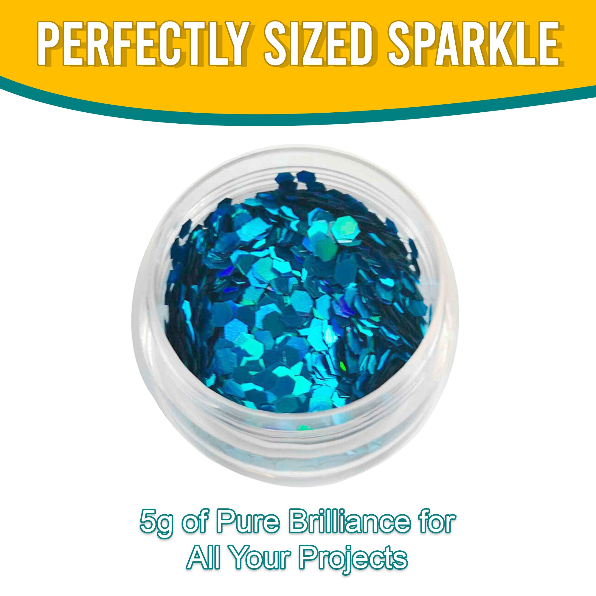 8.	Perfectly Sized Sparkle - 5g of Pure Brilliance with Crayola Curelean Chunky Holographic Glitter for All Your Projects