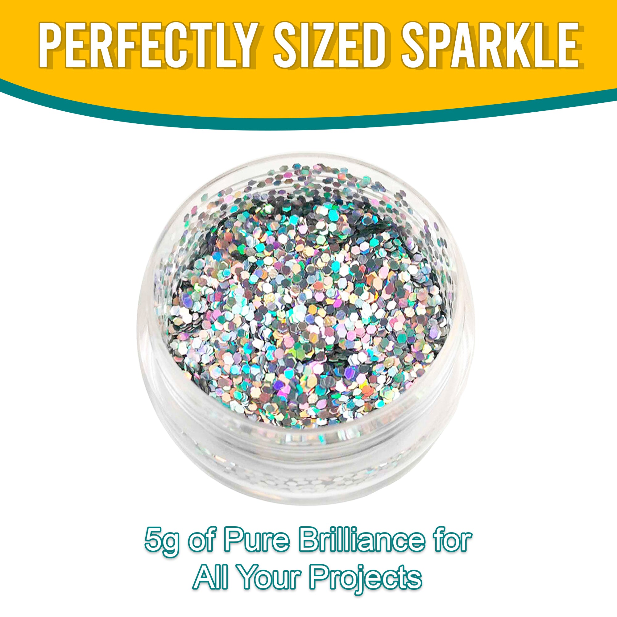 8.	Perfectly Sized Sparkle - 5g of Pure Brilliance with Diamon Silver Regular Holographic Glitter for All Your Projects