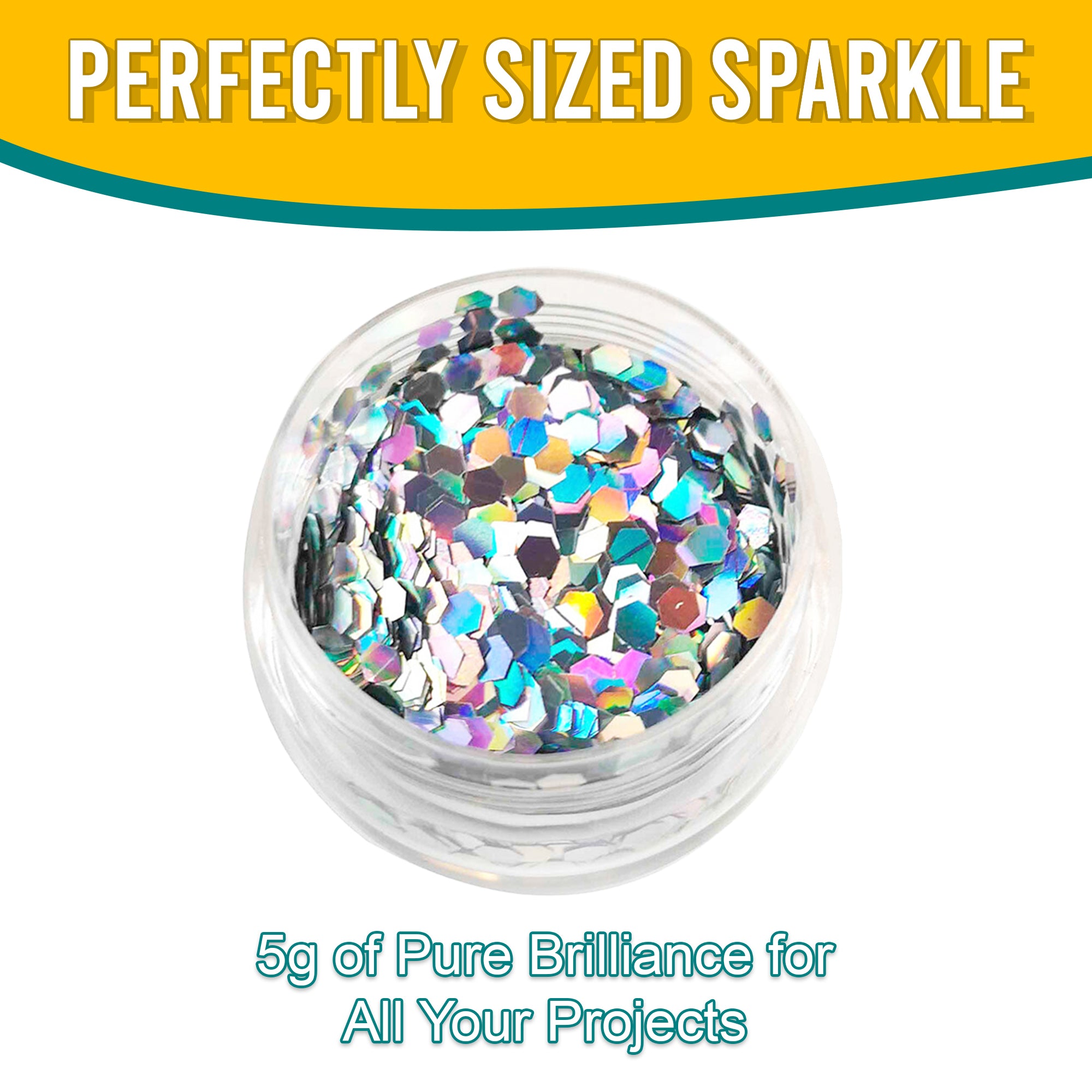 8.	Perfectly Sized Sparkle - 5g of Pure Brilliance with Diamon Silver Chunky Holographic Glitter for All Your Projects