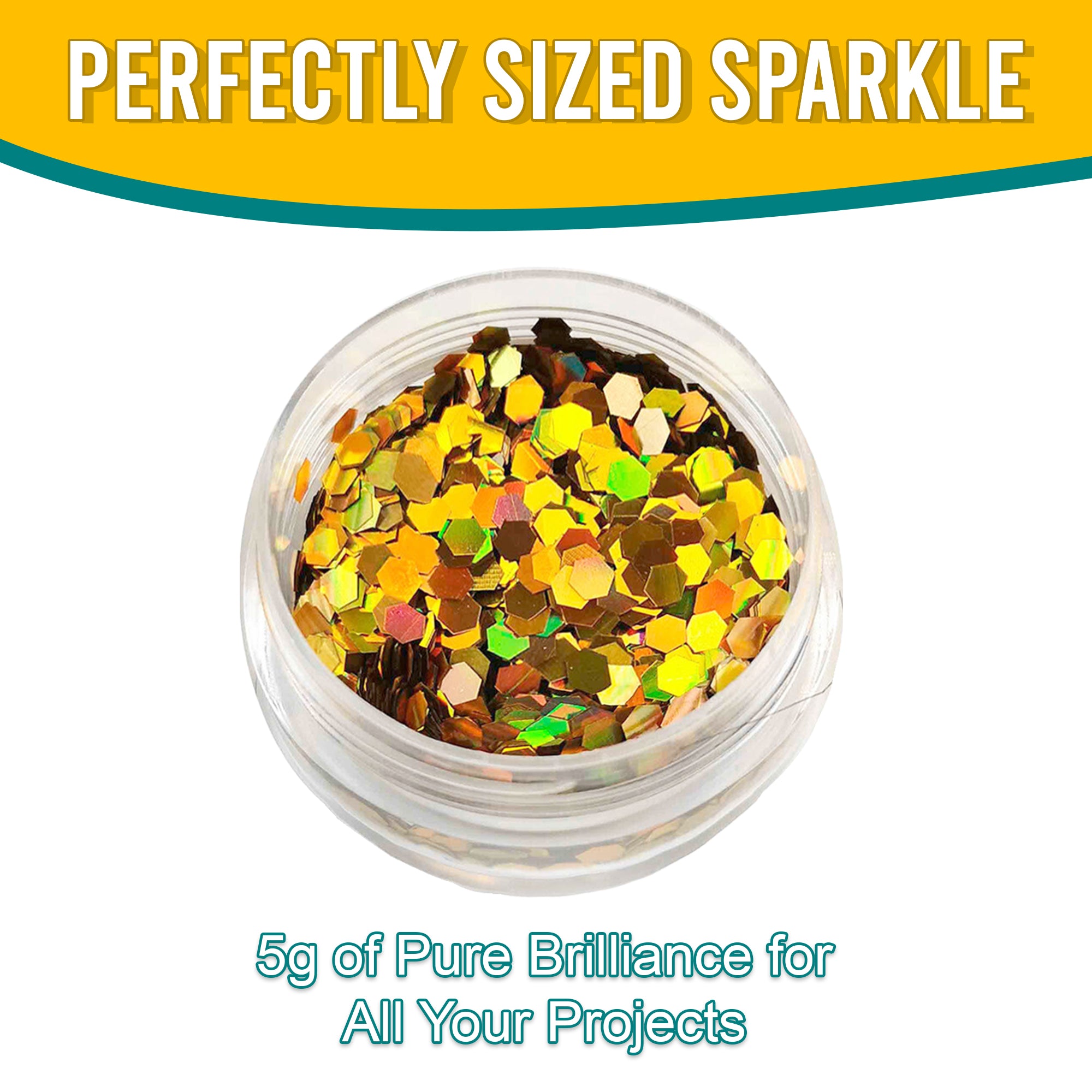 8.	Perfectly Sized Sparkle - 5g of Pure Brilliance with Gold Chunky Holographic Glitter for All Your Projects