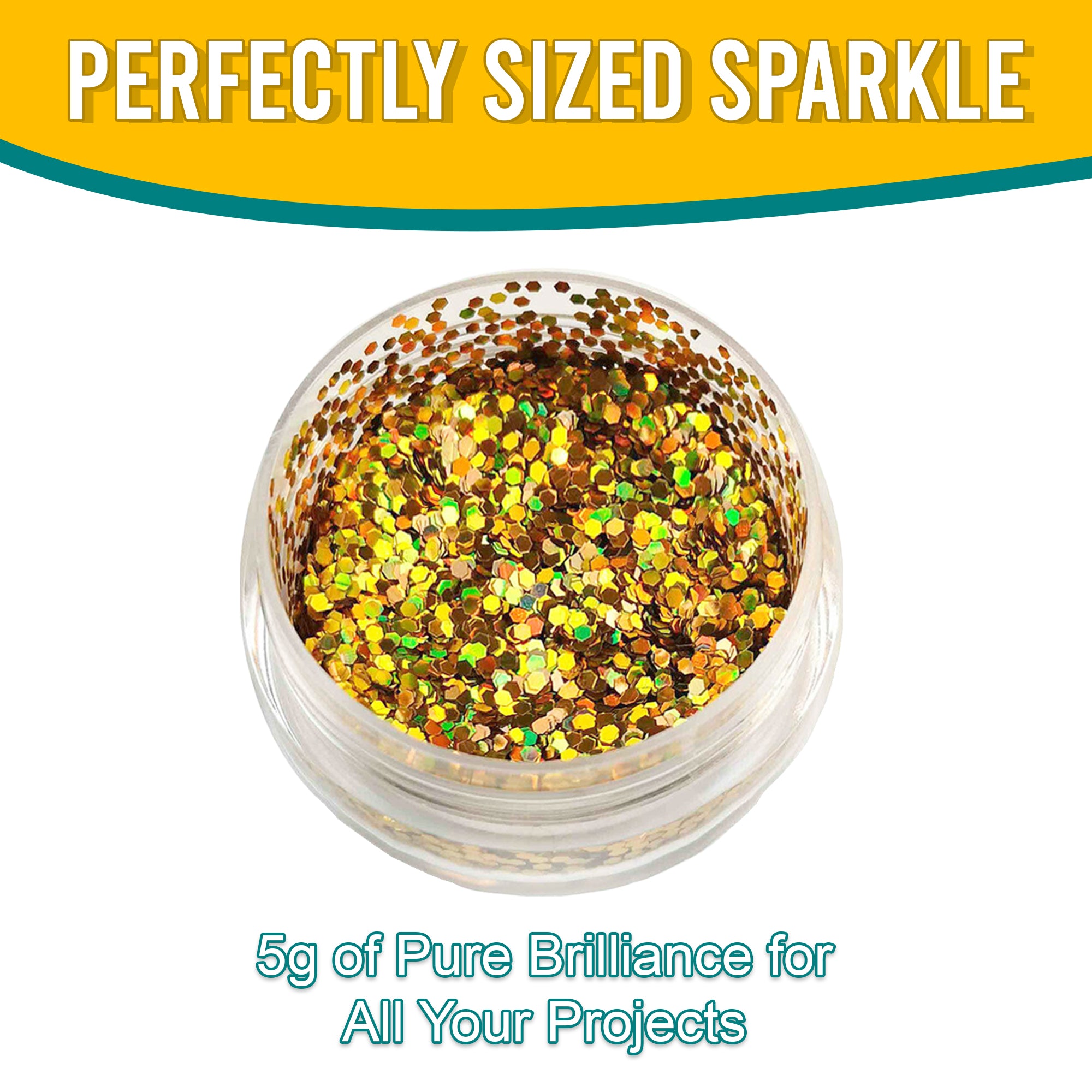 8.	Perfectly Sized Sparkle - 5g of Pure Brilliance with Gold Regular Holographic Glitter for All Your Projects