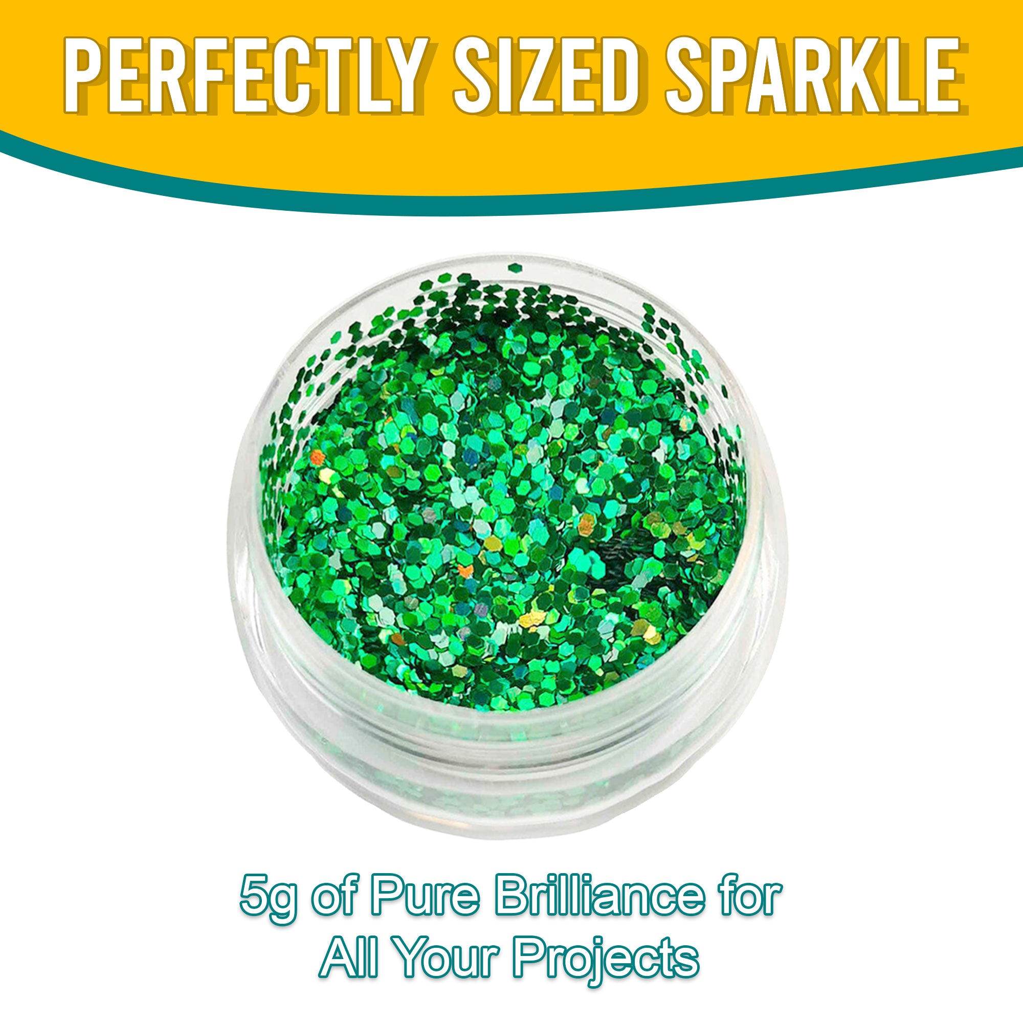 8.	Perfectly Sized Sparkle - 5g of Pure Brilliance with Green Regular Holographic Glitter for All Your Projects