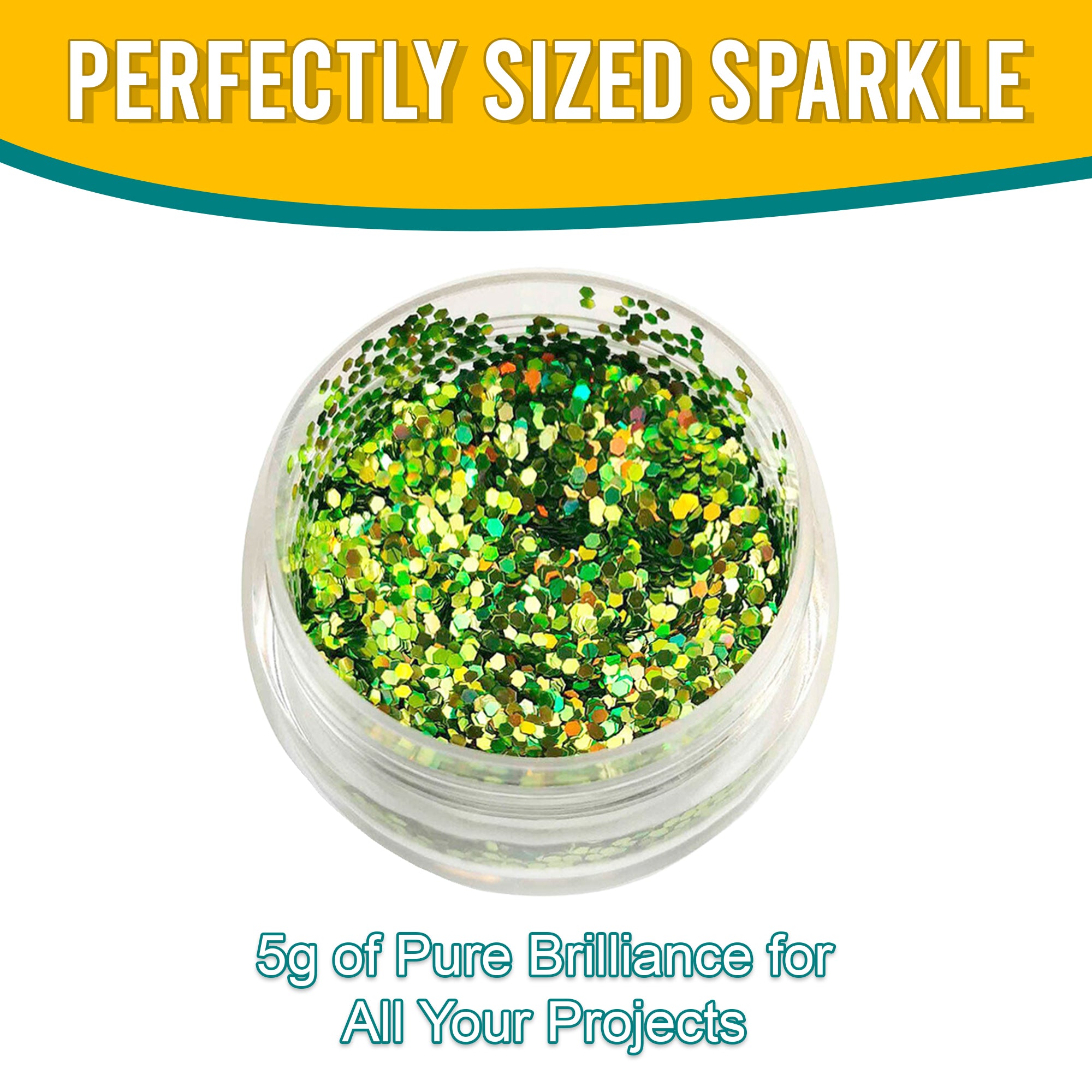 8.	Perfectly Sized Sparkle - 5g of Pure Brilliance with Light Olive Regular Holographic Glitter for All Your Projects