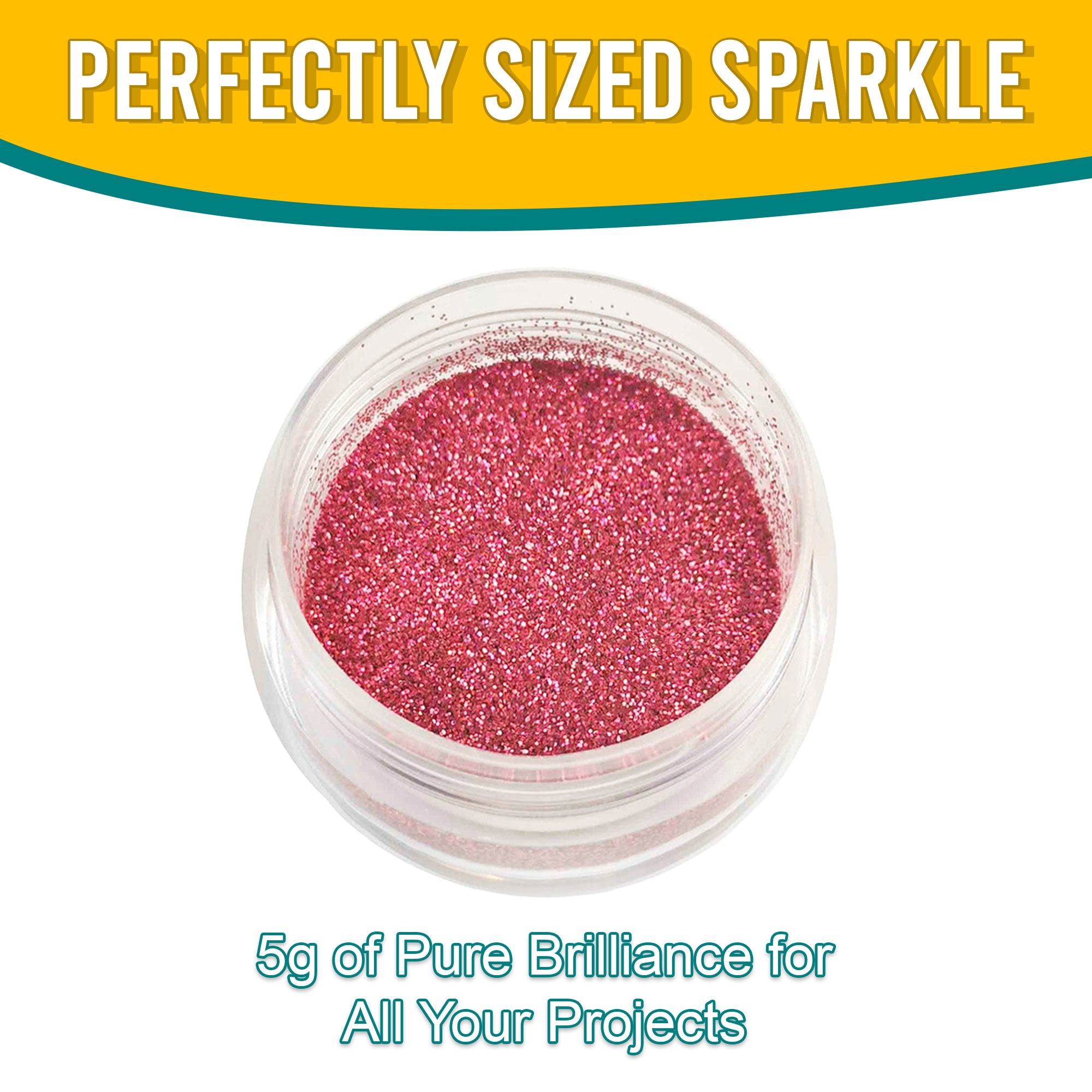 8.	5g container of Pretty Things London Fine Holographic Glitter in Rouge Pink