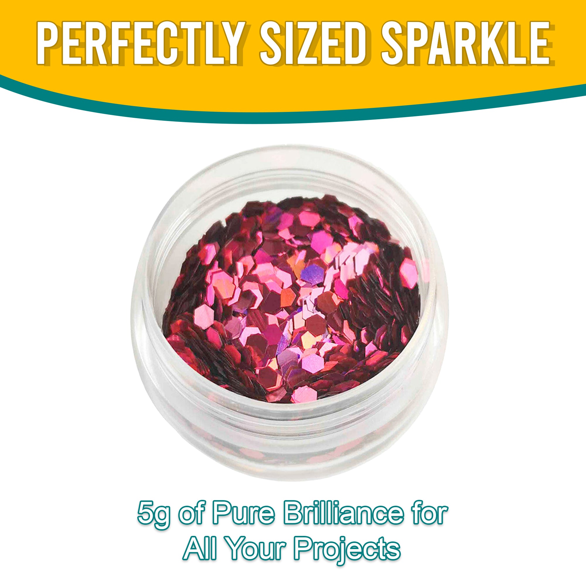 8.	Perfectly Sized Sparkle - 5g of Pure Brilliance with Rouge Pink Chunky Holographic Glitter for All Your Projects