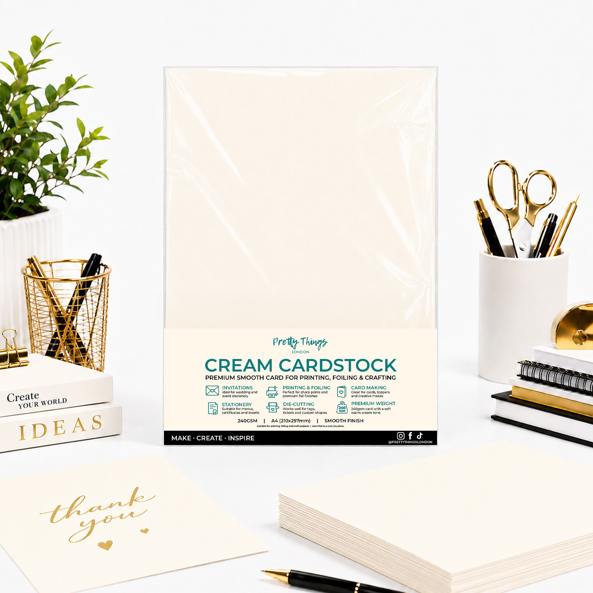 240gsm Smooth Cream Cardstock | A4  25 Sheets